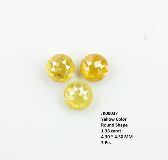 1.36 CT Natural Loose Yellow Color Rose Cut Round Diamond For Making Ring