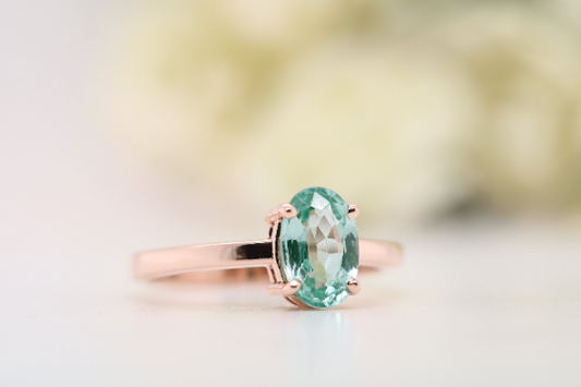 Radiant Elegance Stunning Oval Light Green Tourmaline Gemstone Ring