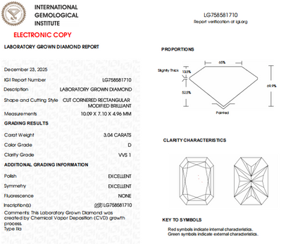 3 CT D-VVS1 Radiant Lab Grown Ecofriendly Diamond | IGI Certified