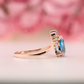 Pear Shape 8 MM Blue Aquamarine Gemstone Wedding Ring