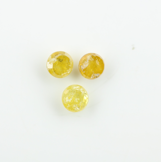 1.36 CT Natural Loose Yellow Color Rose Cut Round Diamond For Making Ring