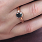 Natural Dark Oval Salt and Pepper Diamond Gold Bezel Set Diamond Engagement Ring