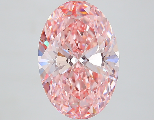 4.00 Carat Oval Cut IGI Certified Lab Grown Fancy Pink Diamond, VS2 Clarity