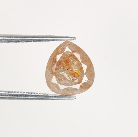 2.69 CT Natural Peach Color Galaxy Pear Shape Salt And Pepper Diamond For Her
