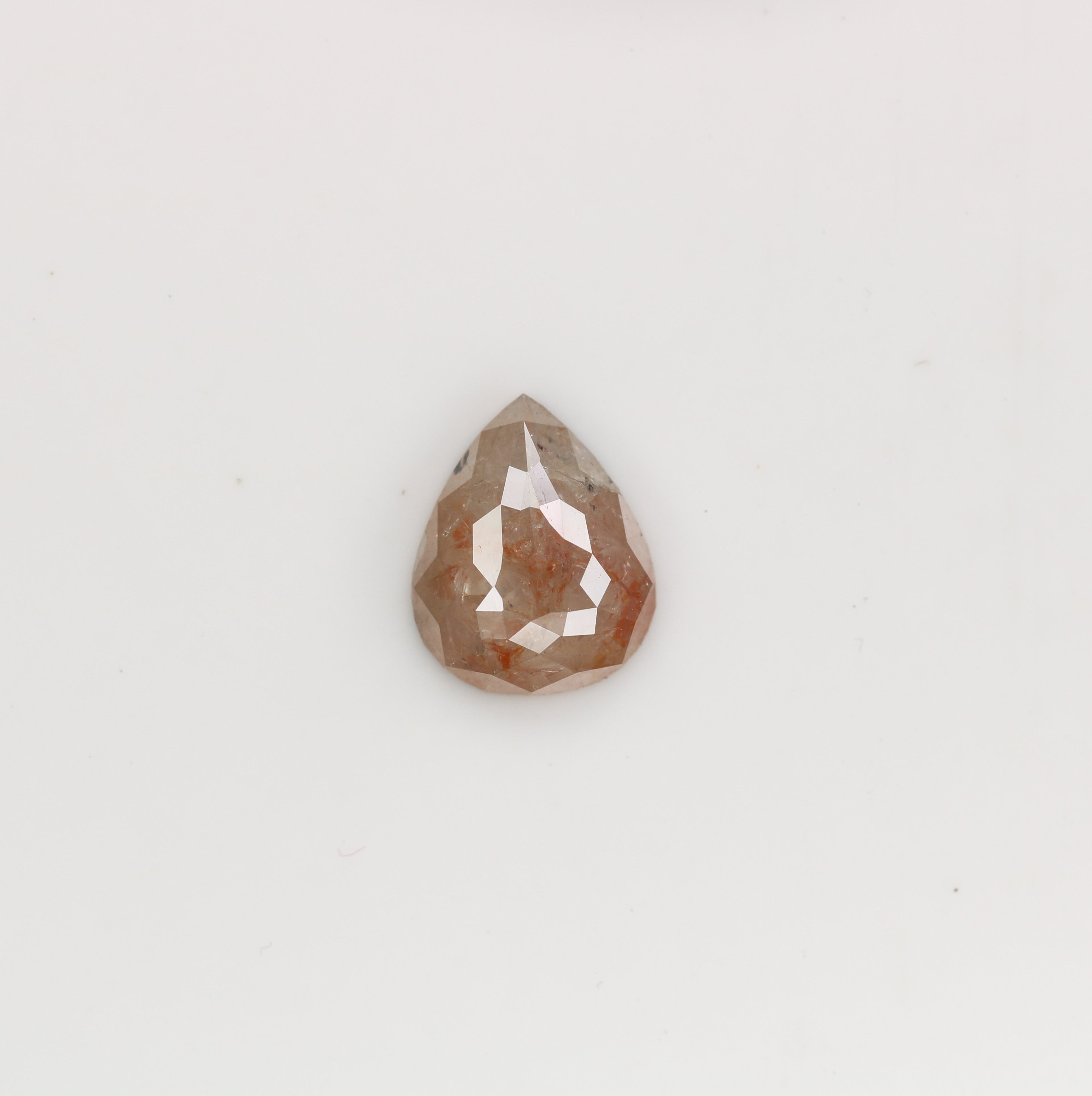 1.90 CT Natural Peach Color Galaxy Pear Shape Salt And Pepper Diamond For Her