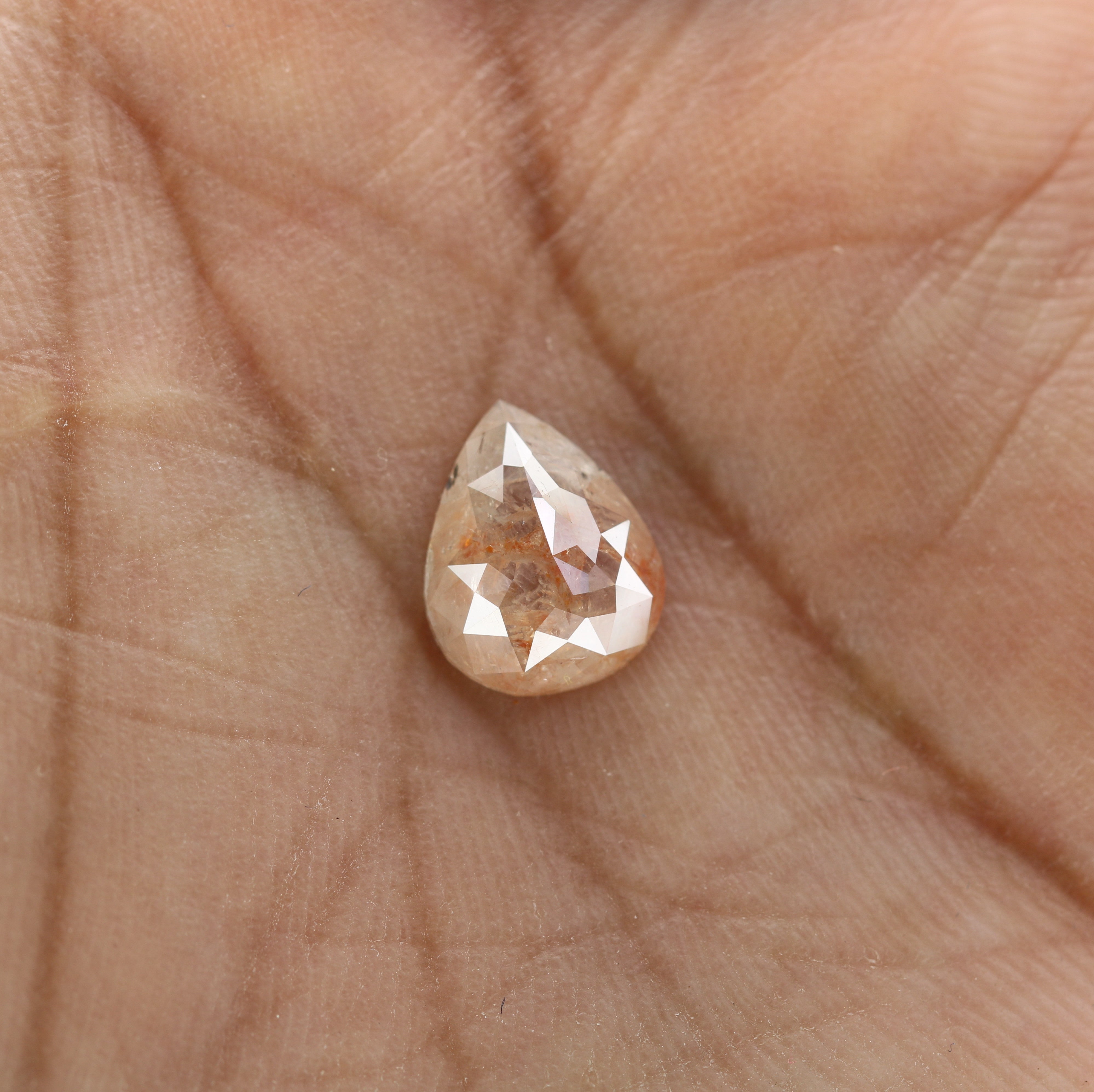 1.90 CT Natural Peach Color Galaxy Pear Shape Salt And Pepper Diamond For Her