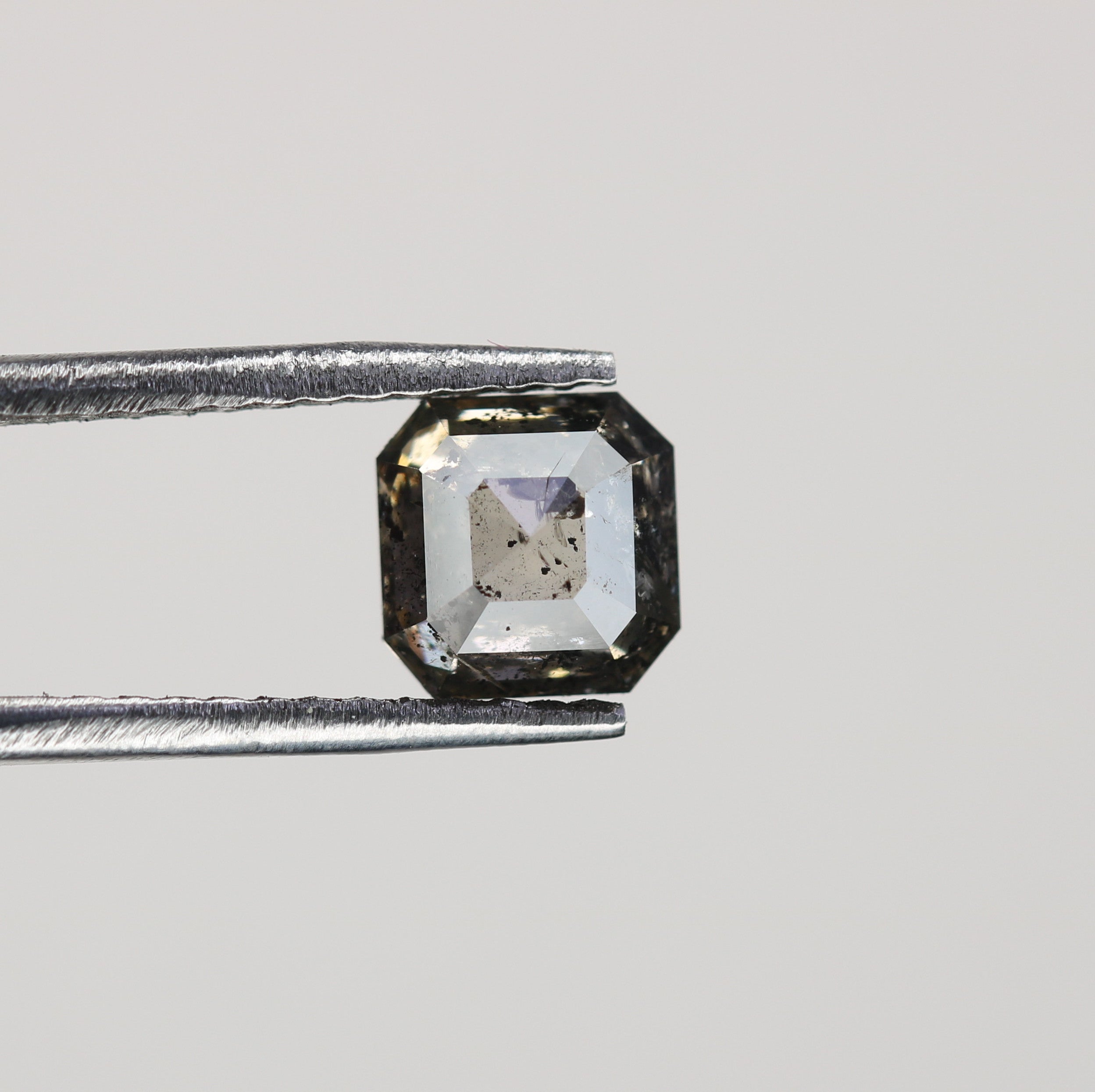 0.76 CT Natural Grey Galaxy Asscher Shape Salt And Pepper Diamond For Her