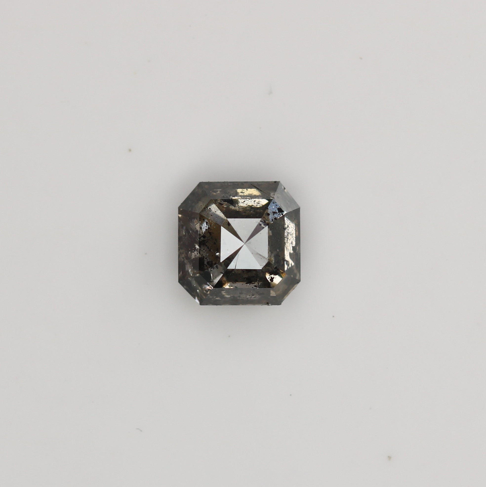 0.76 CT Natural Grey Galaxy Asscher Shape Salt And Pepper Diamond For Her