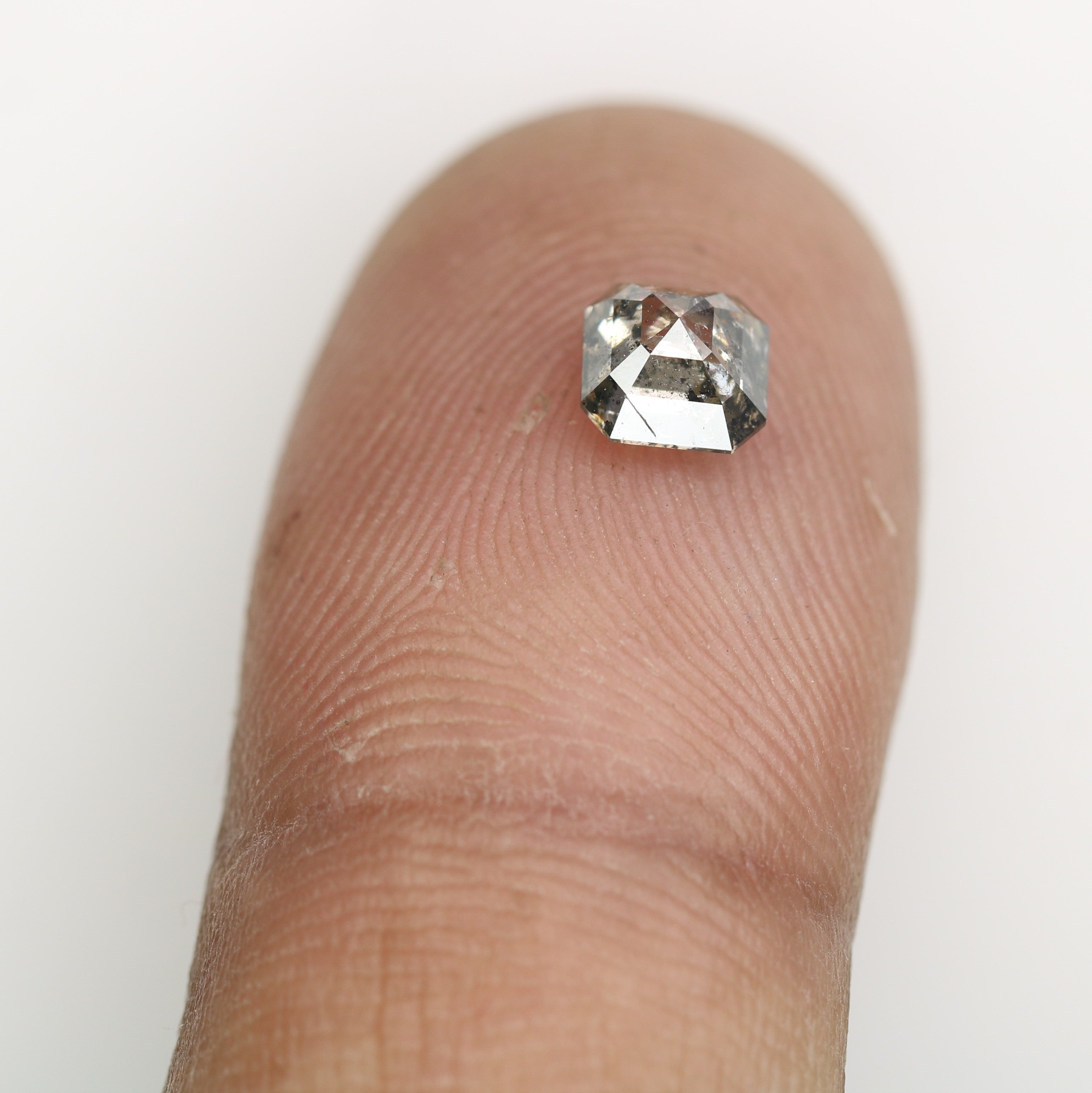 0.76 CT Natural Grey Galaxy Asscher Shape Salt And Pepper Diamond For Her