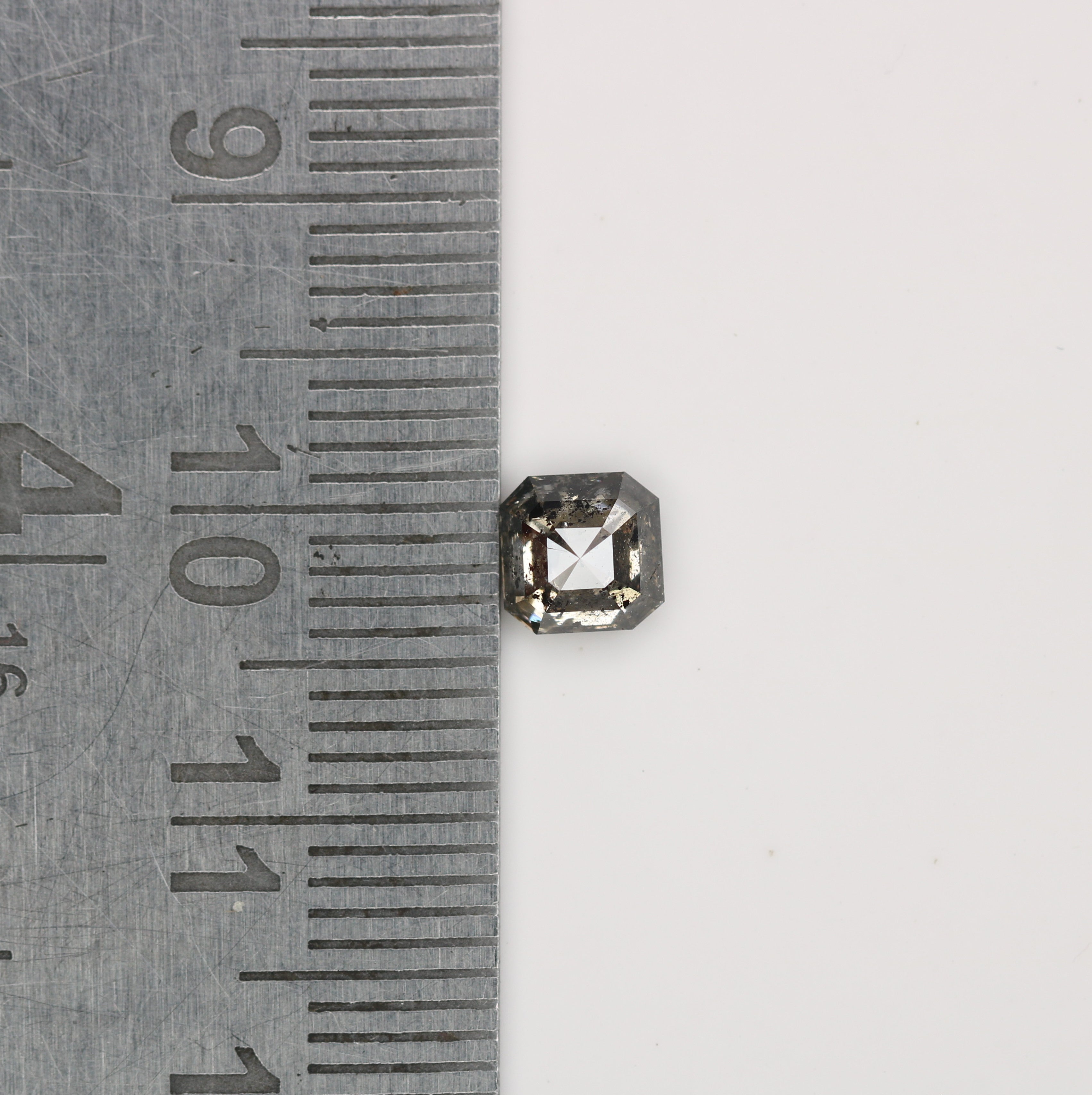 0.76 CT Natural Grey Galaxy Asscher Shape Salt And Pepper Diamond For Her