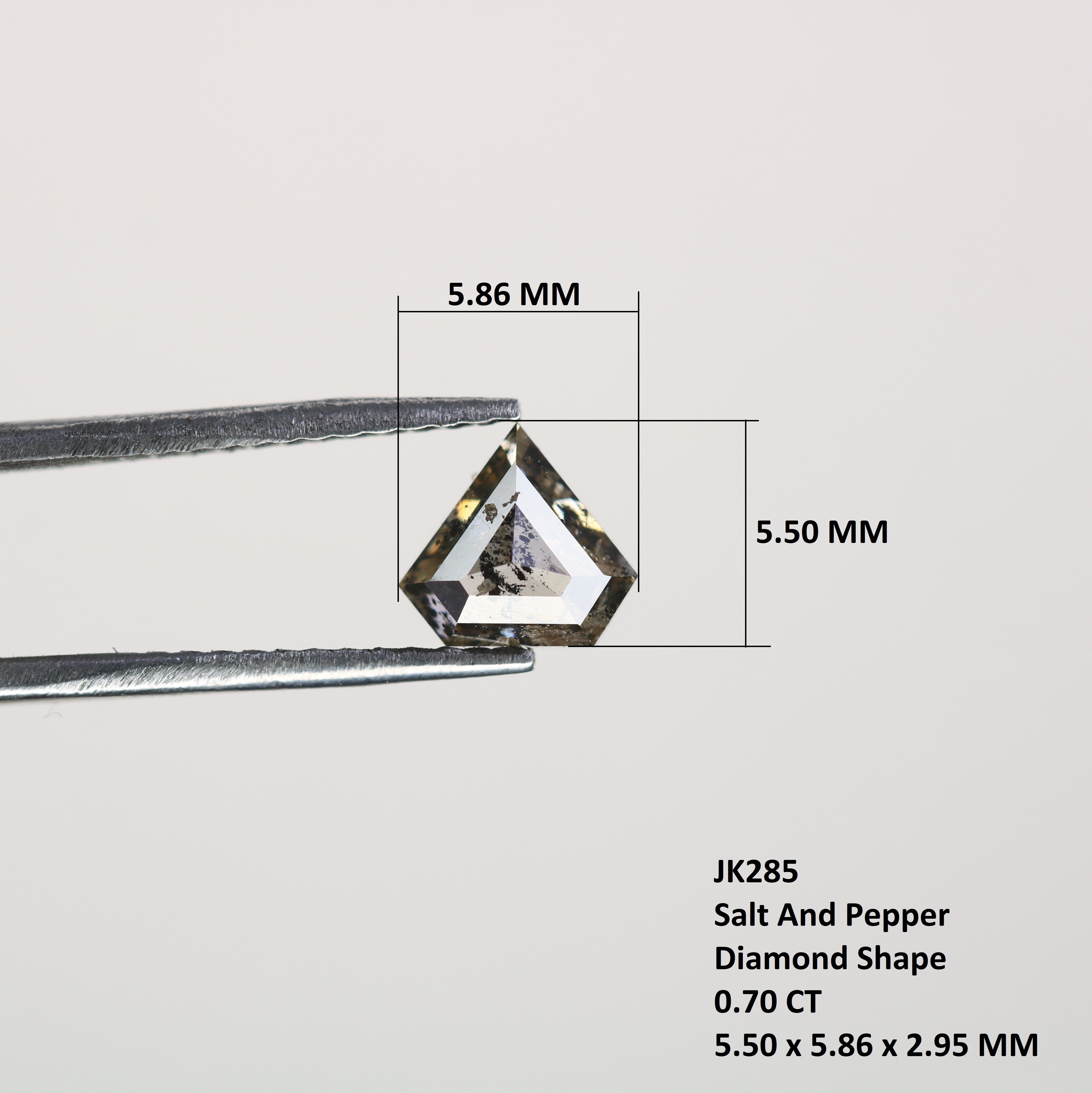 0.70 CT Natural Grey Galaxy Geometric Diamond Shape Salt And Pepper Diamond For Her