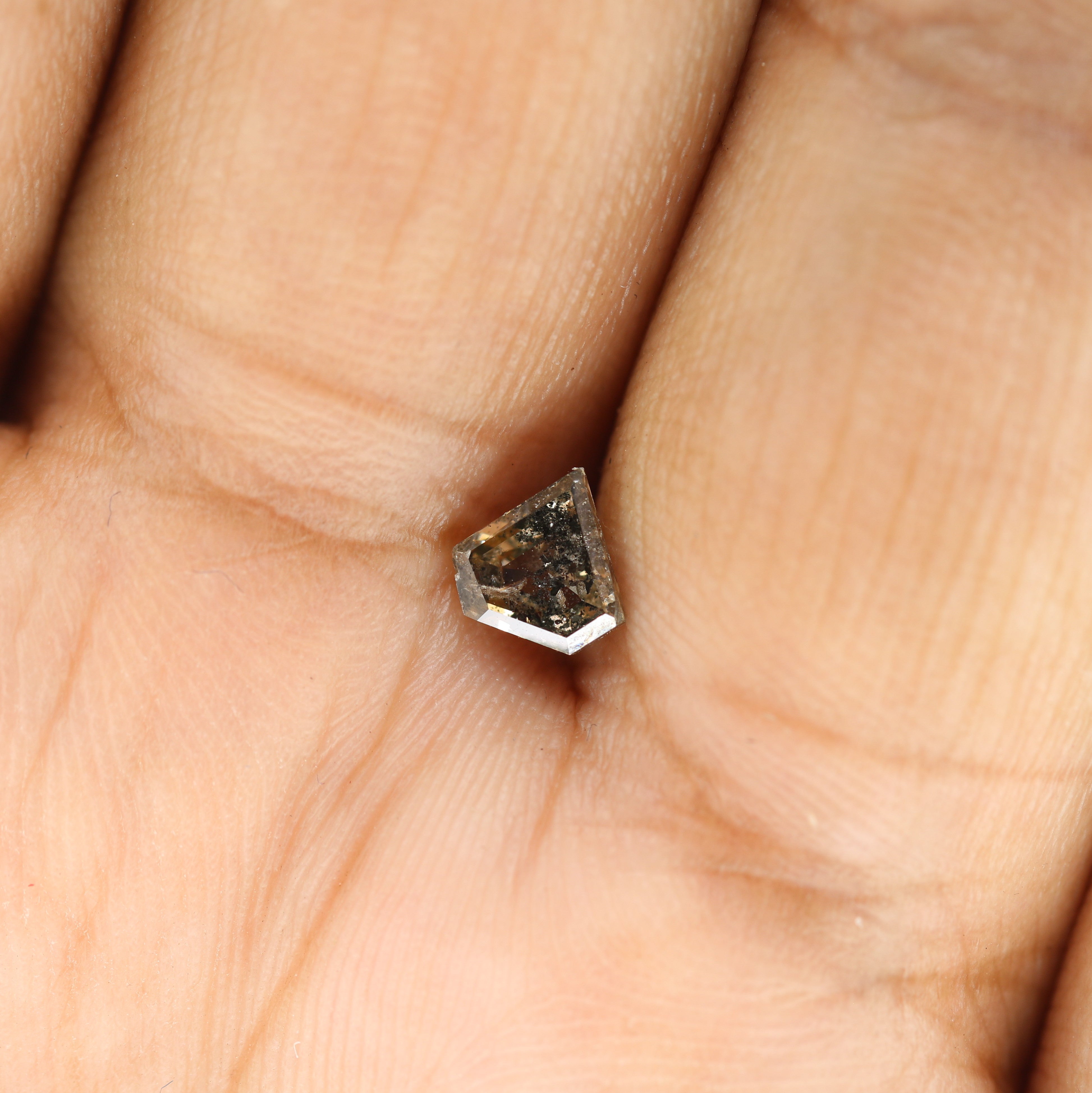 0.70 CT Natural Grey Galaxy Geometric Diamond Shape Salt And Pepper Diamond For Her