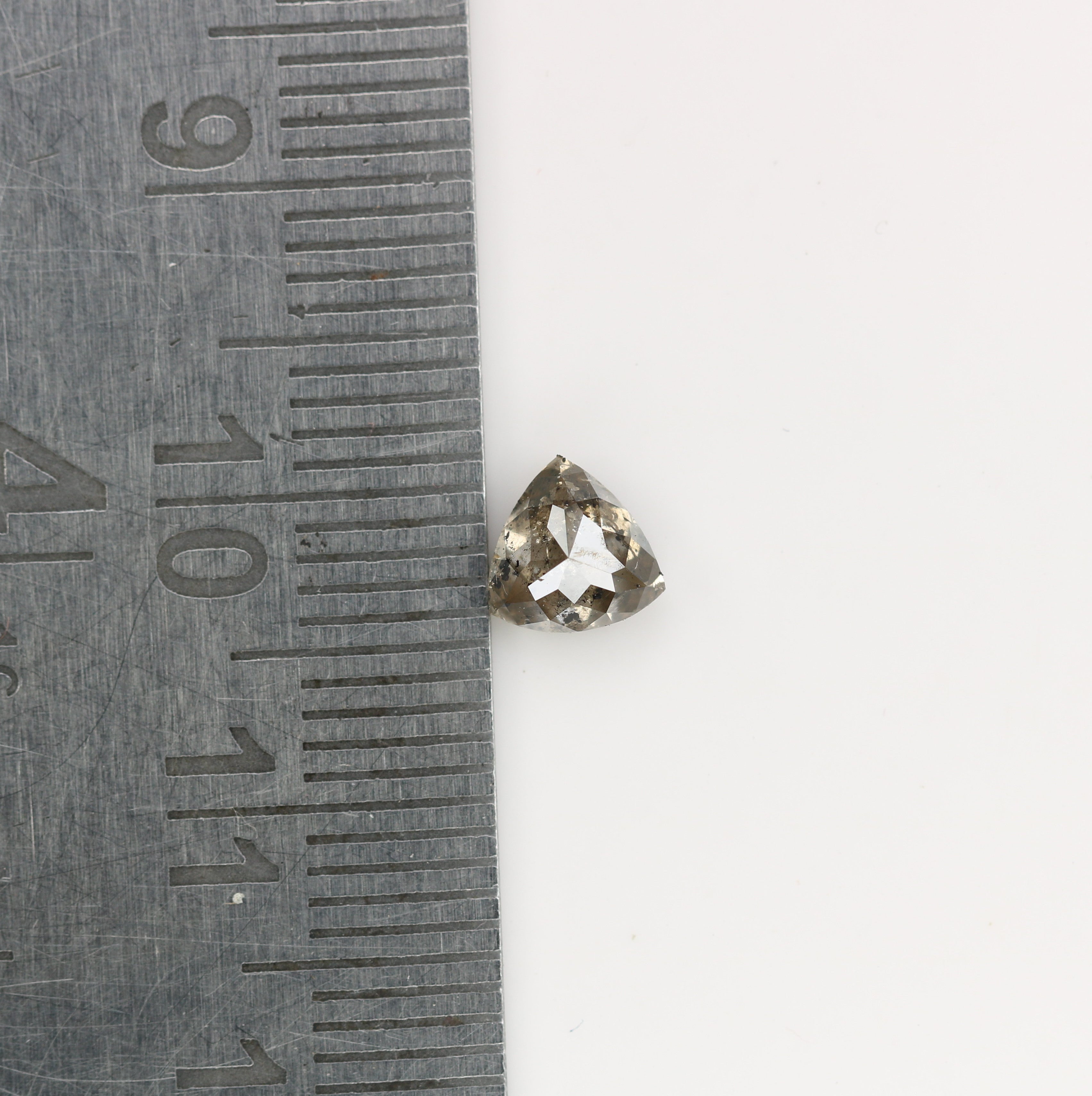 0.79 CT Natural Grey Galaxy Trillion Shape Salt And Pepper Diamond For Her