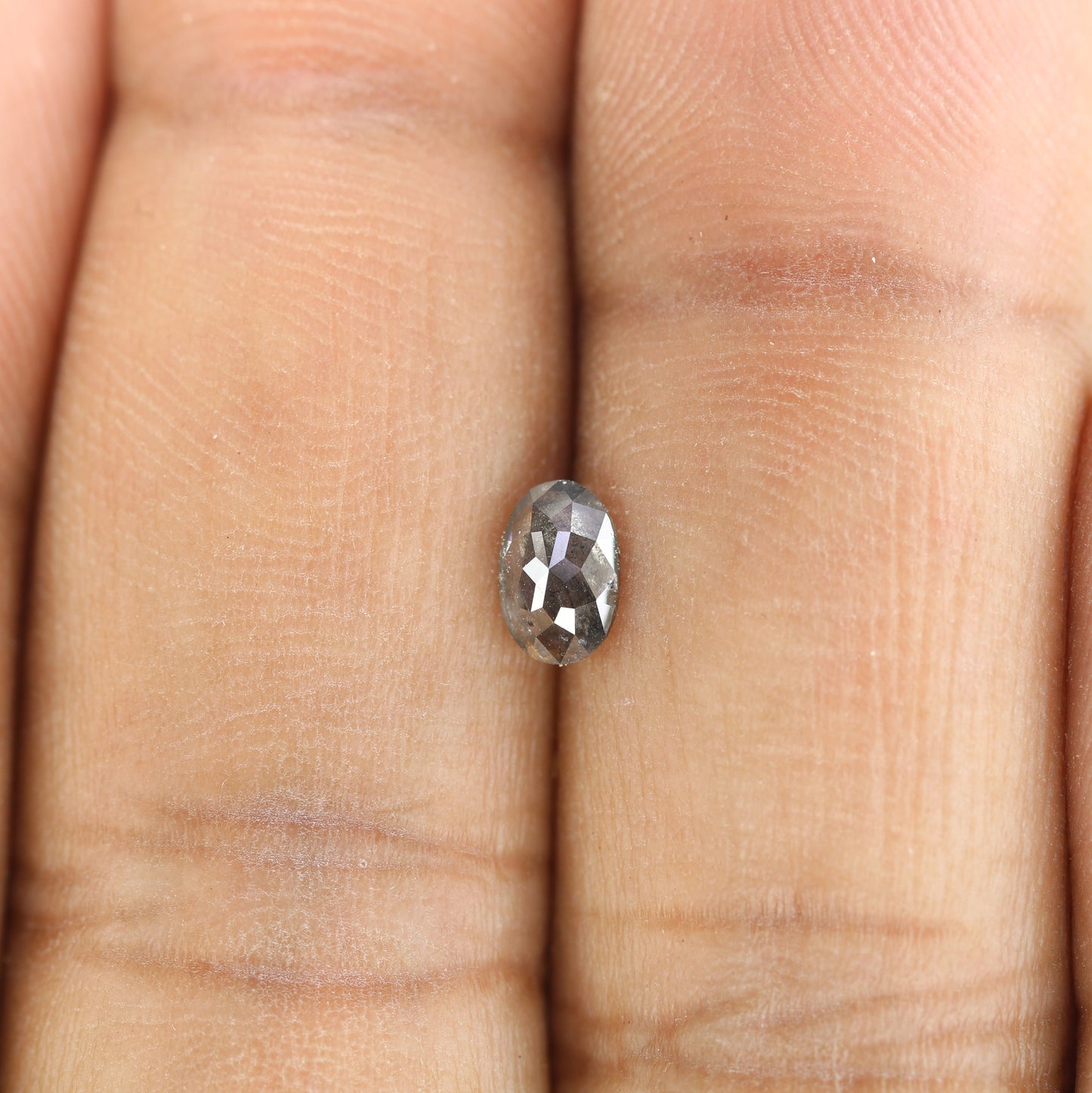 0.45 CT Natural Grey Galaxy Oval Shape Salt And Pepper Diamond For Her