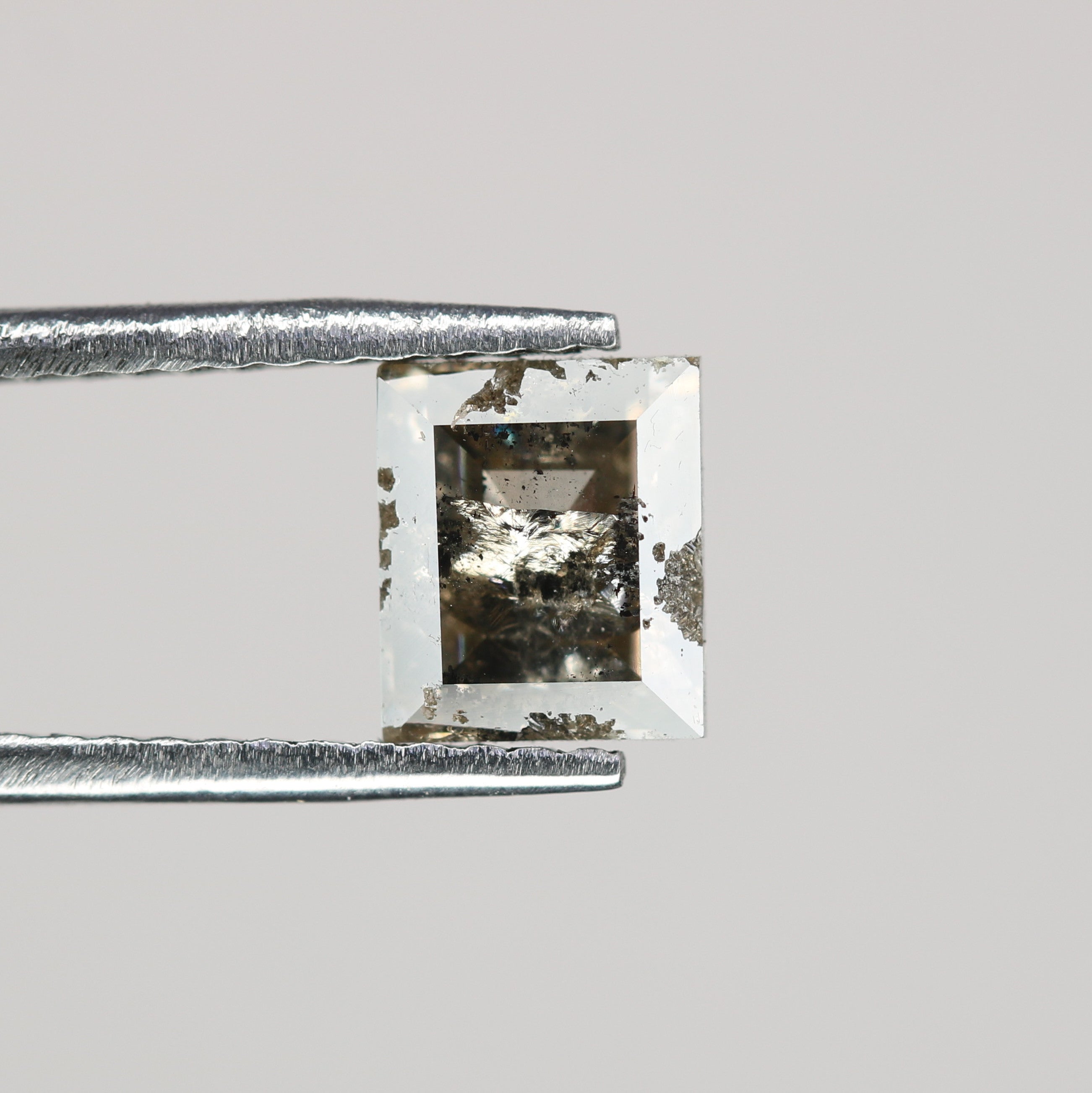 1 CT Natural Grey Galaxy Geometric Square Shape Salt And Pepper Diamond For Her