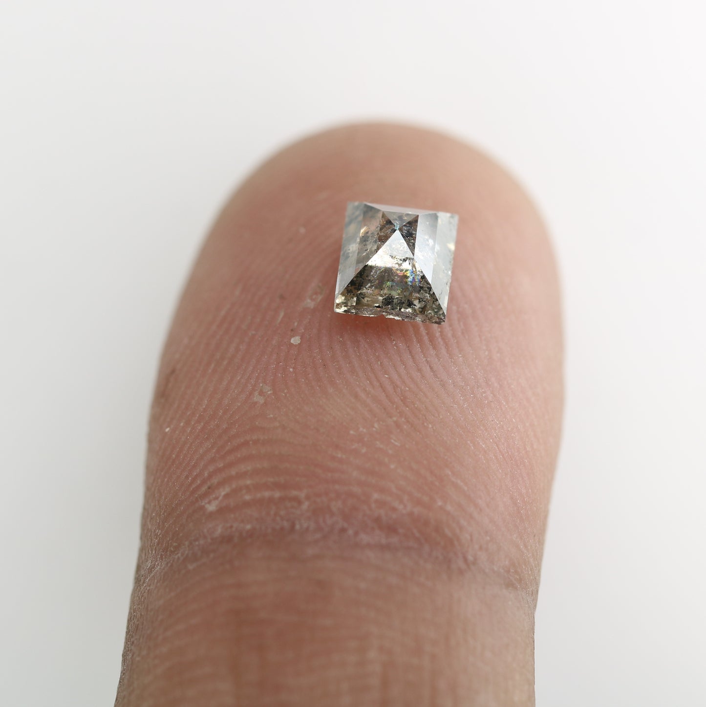 1 CT Natural Grey Galaxy Geometric Square Shape Salt And Pepper Diamond For Her