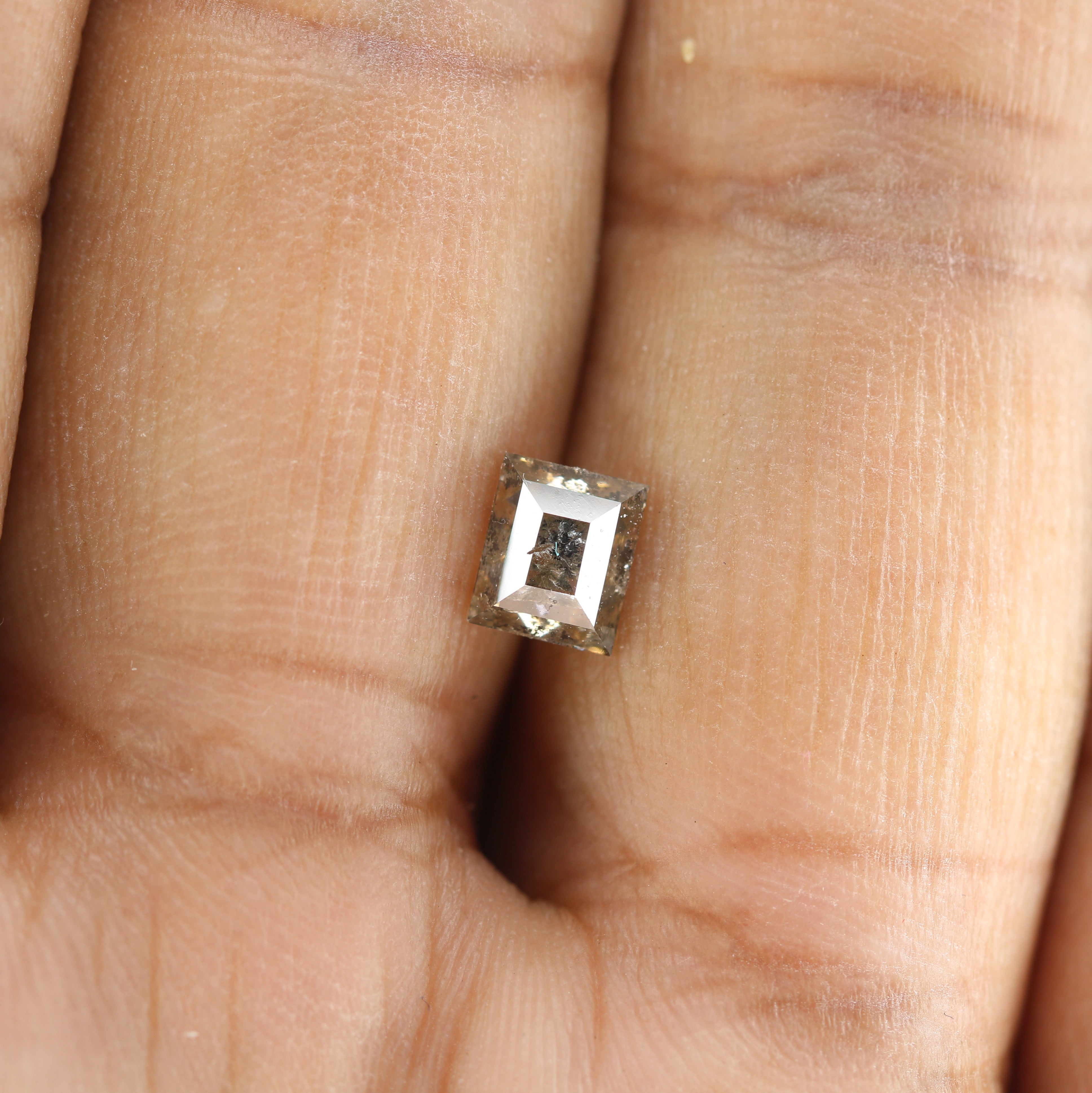 1 CT Natural Grey Galaxy Geometric Square Shape Salt And Pepper Diamond For Her