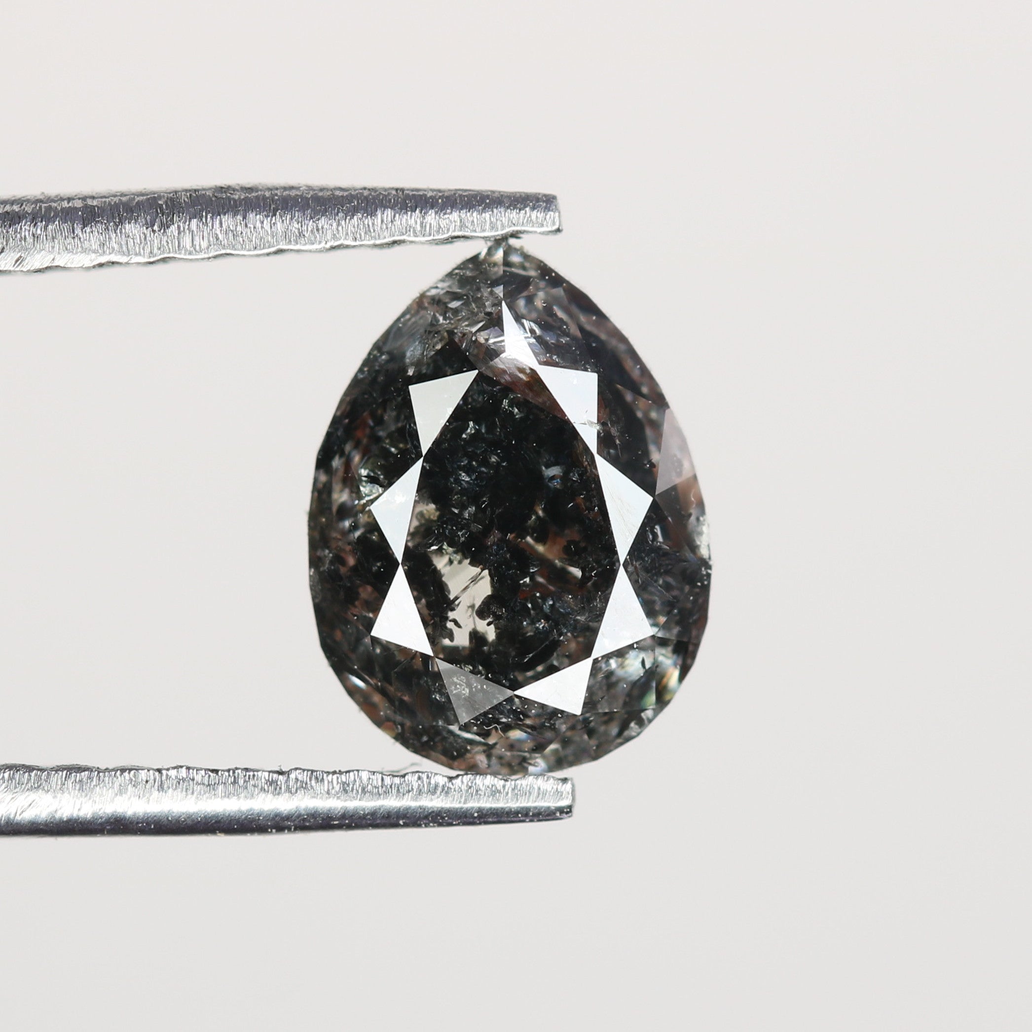 1.15 CT Natural Grey Galaxy Pear Shape Salt And Pepper Diamond For Her