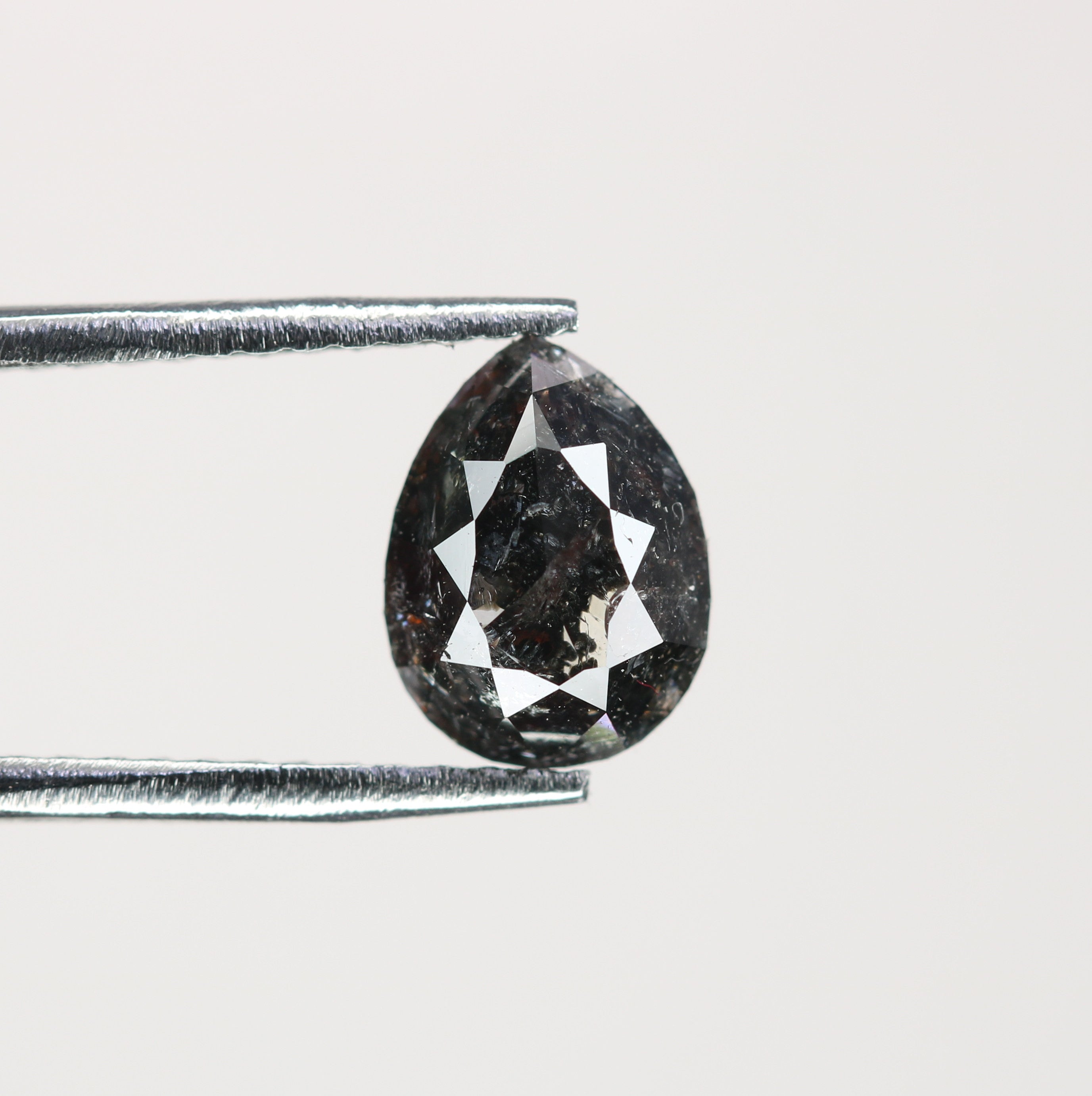 1.15 CT Natural Grey Galaxy Pear Shape Salt And Pepper Diamond For Her