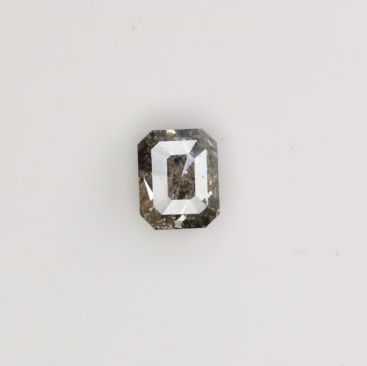 0.73 CT Natural Grey Galaxy Emerald Shape Salt And Pepper Diamond For Her