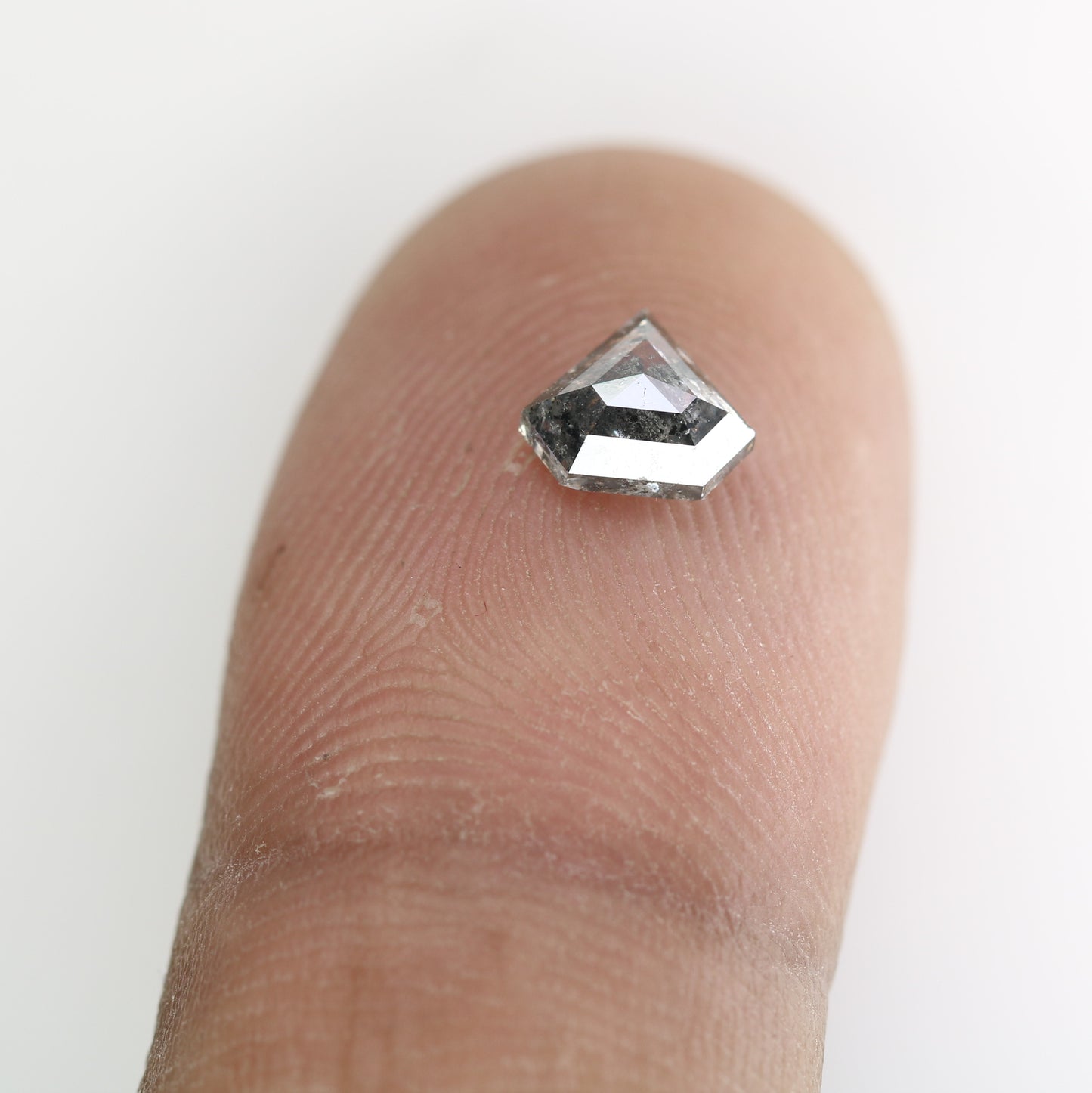 0.75 CT Natural Grey Galaxy Geometric Diamond Shape Salt And Pepper Diamond For Her