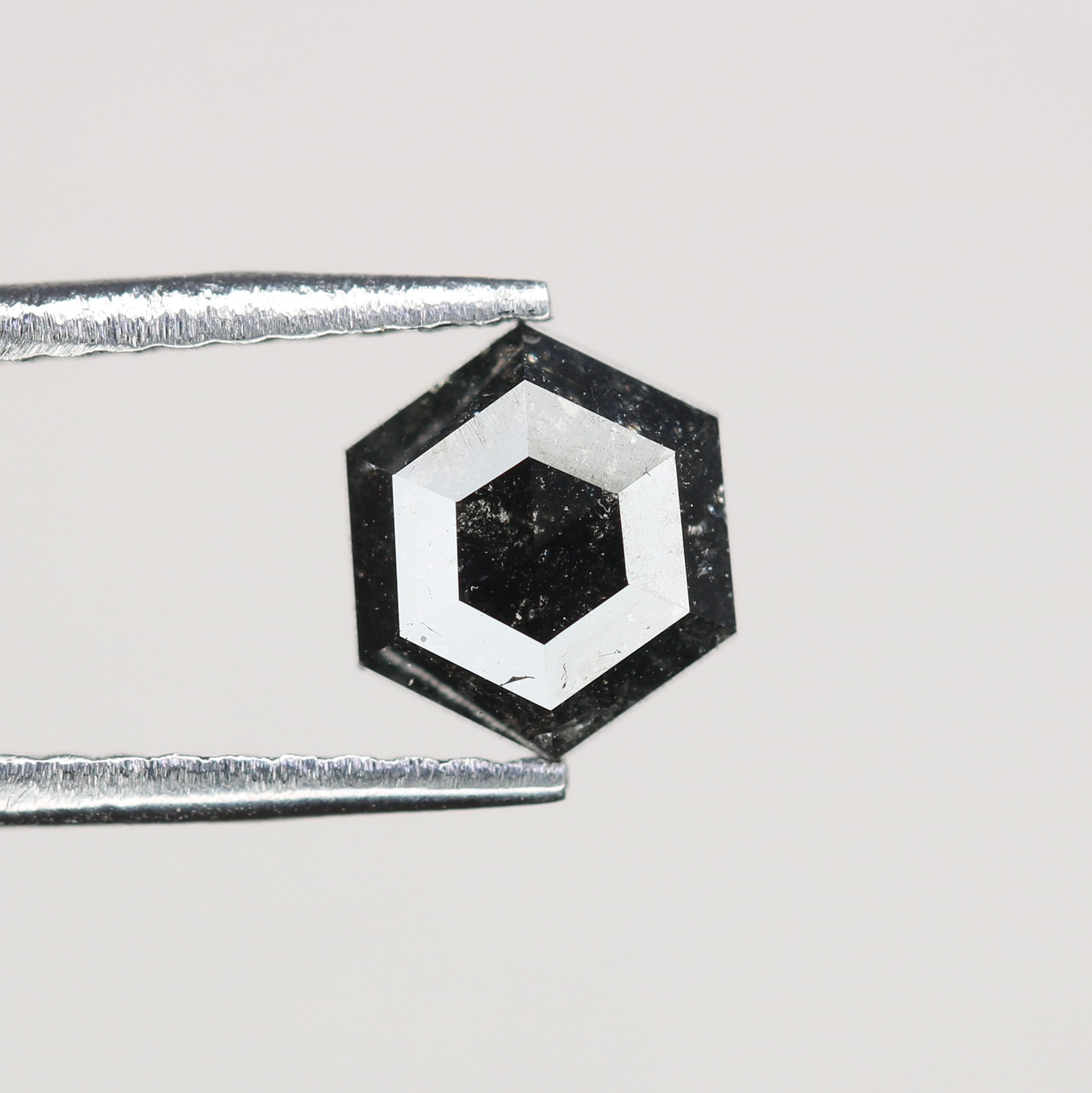 0.88 CT Natural Grey Galaxy Hexagon Shape Salt And Pepper Diamond For Her