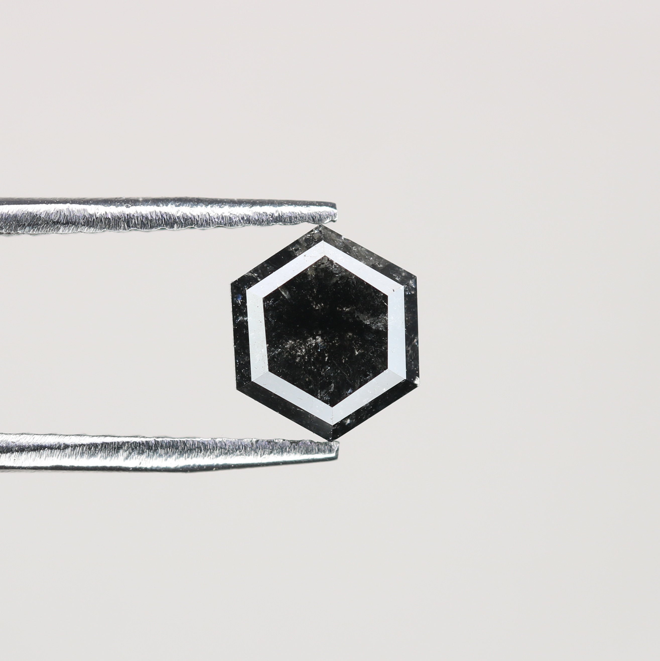 0.88 CT Natural Grey Galaxy Hexagon Shape Salt And Pepper Diamond For Her