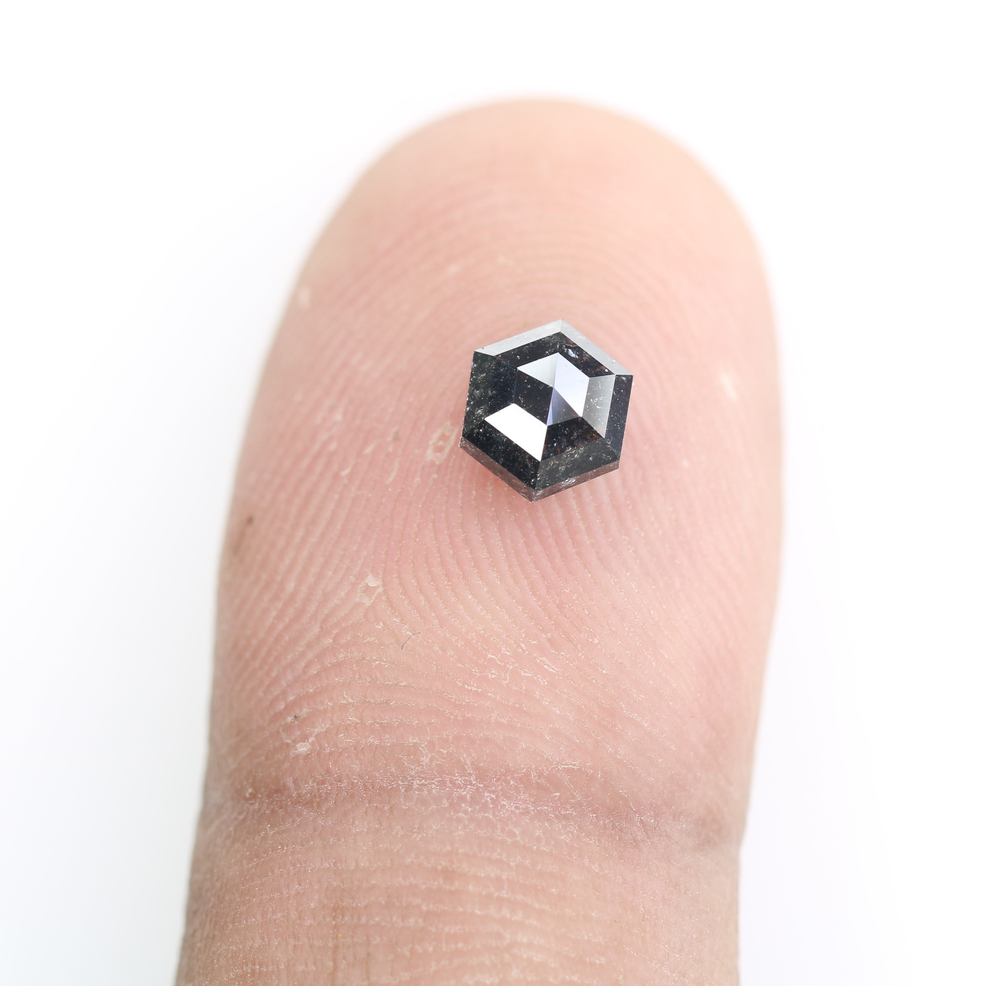 0.88 CT Natural Grey Galaxy Hexagon Shape Salt And Pepper Diamond For Her