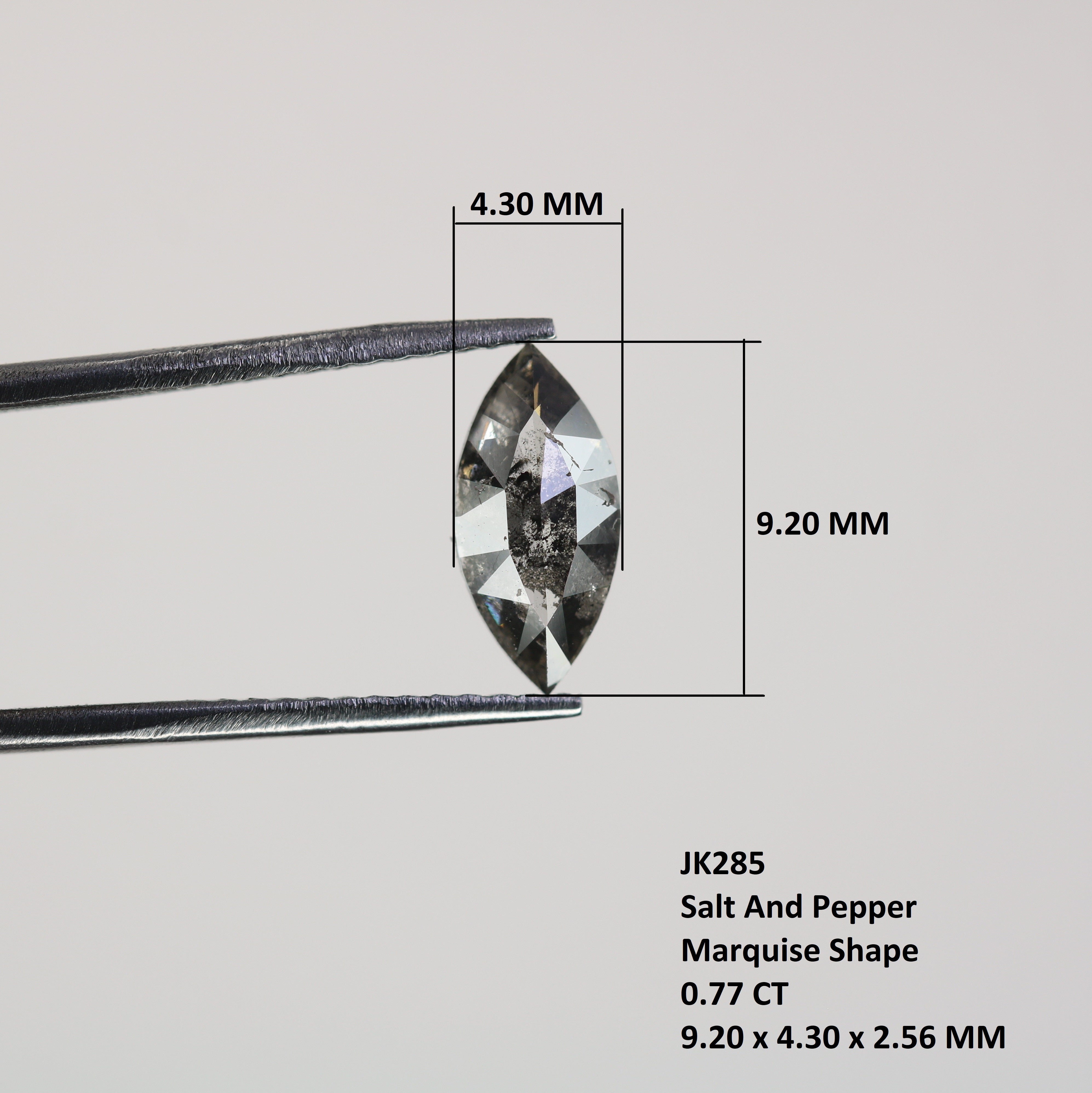 0.77 CT Natural Grey Galaxy Marquise Shape Salt And Pepper Diamond For Her