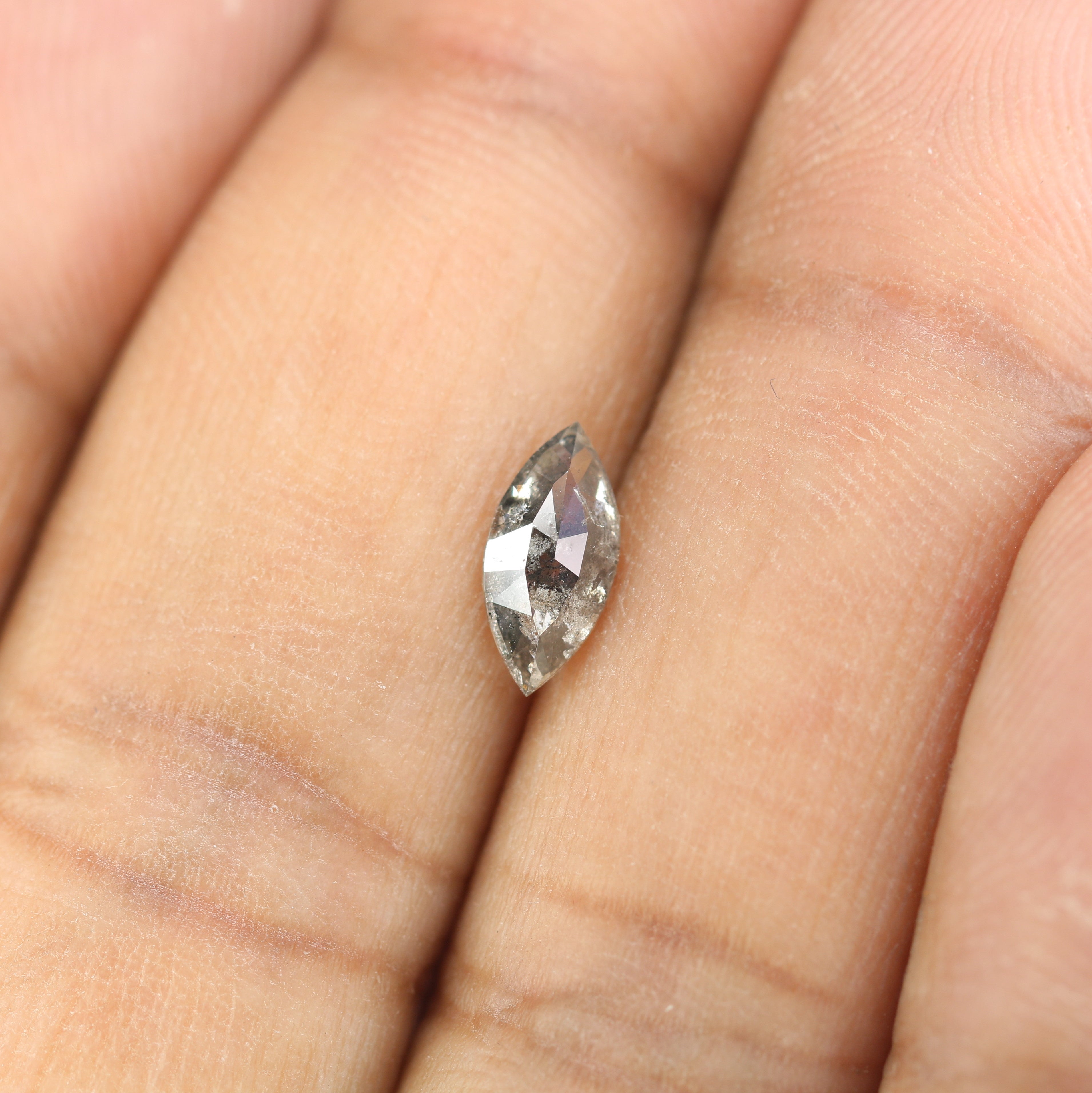 0.77 CT Natural Grey Galaxy Marquise Shape Salt And Pepper Diamond For Her