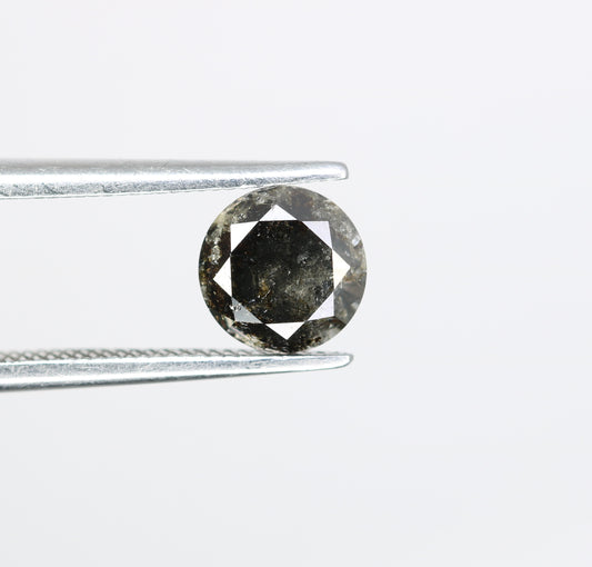 1.12 CT Loose Round Brilliant Cut Fancy Salt And Pepper Natural Diamond For Engagement Ring