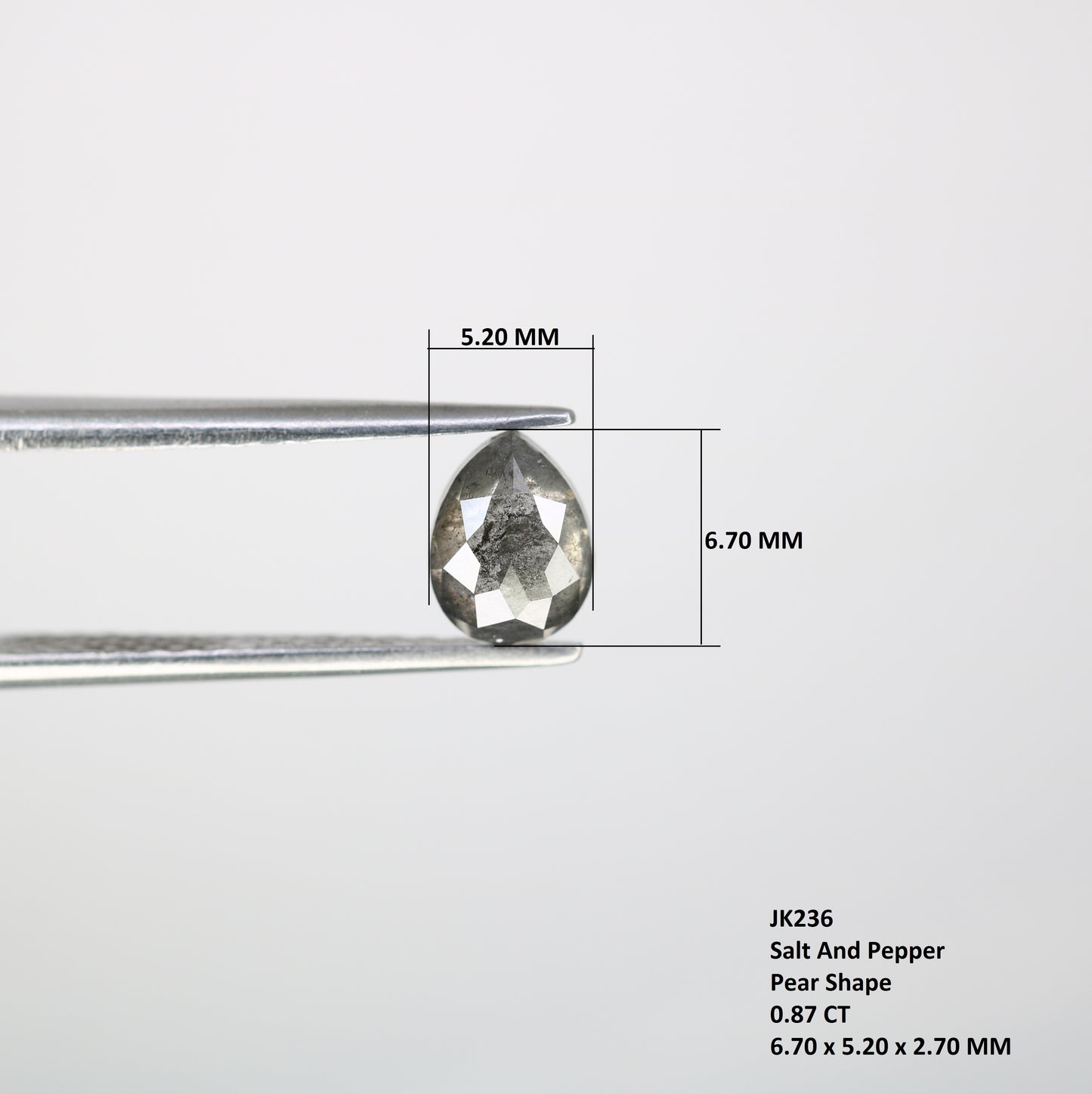 0.87 CT Pear Shape 6.70 MM Salt And Pepper Diamond