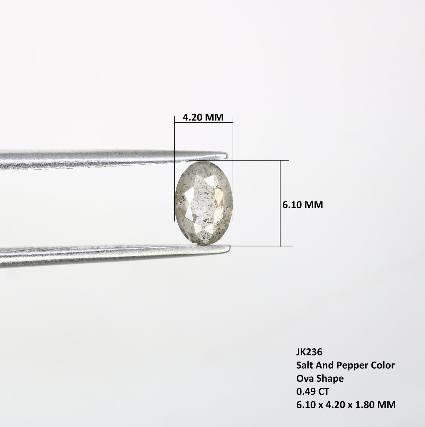 0.49 CT 6.10 MM Oval Shape Salt And Pepper Diamond For Designer Jewelry