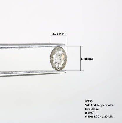 0.49 CT 6.10 MM Oval Shape Salt And Pepper Diamond For Designer Jewelry