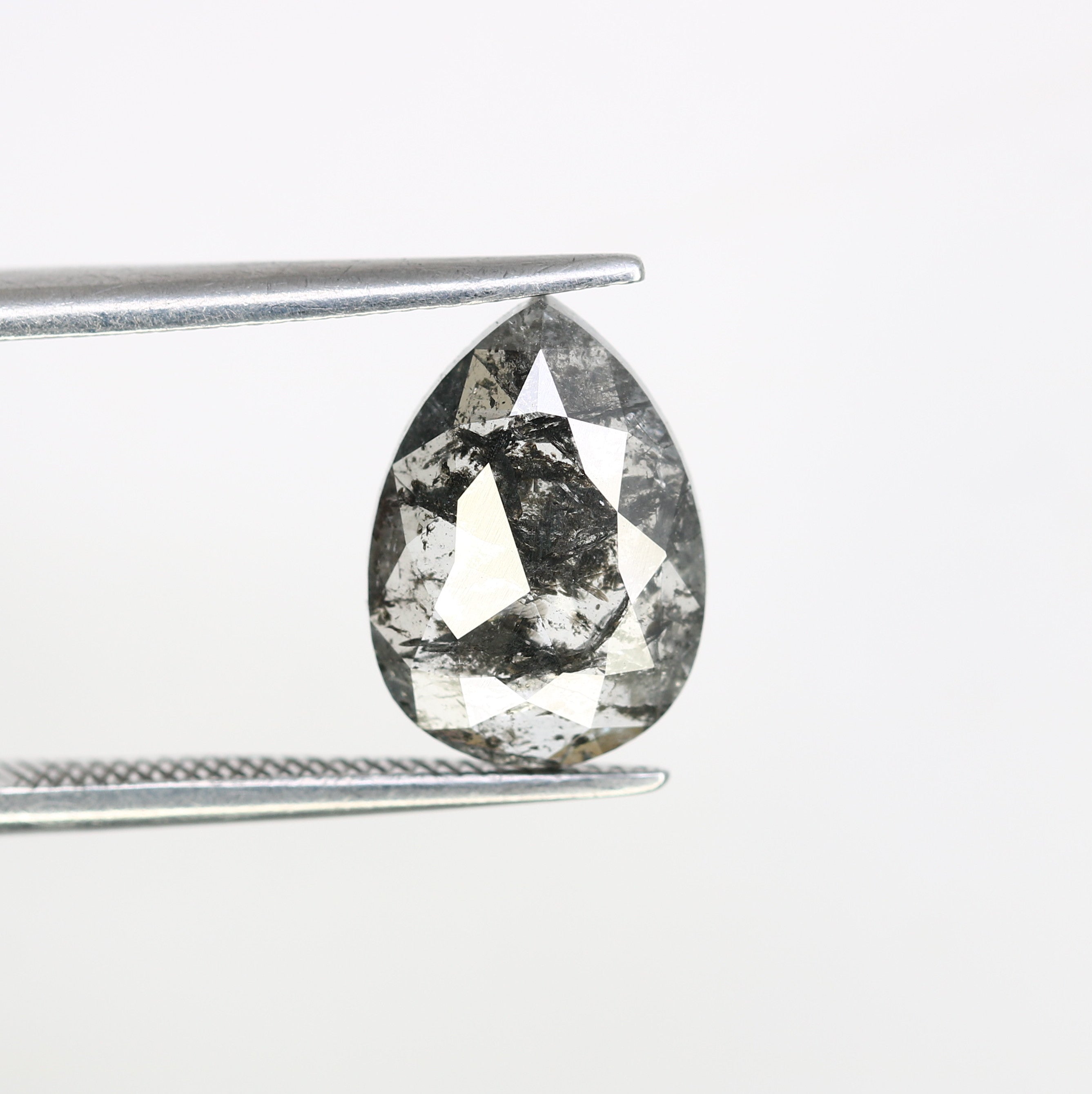 Pear Cut Diamond 2.09 Carat Natural Loose Salt And Pepper Diamond Ring