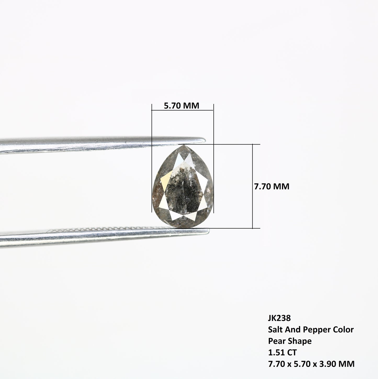 1.51 CT Pear Shape Salt And Pepper 7.70 MM Diamond