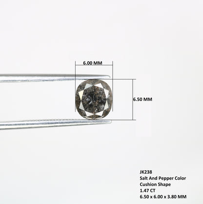1.47 CT Cushion Cut Salt And Pepper 6.50 MM Diamond