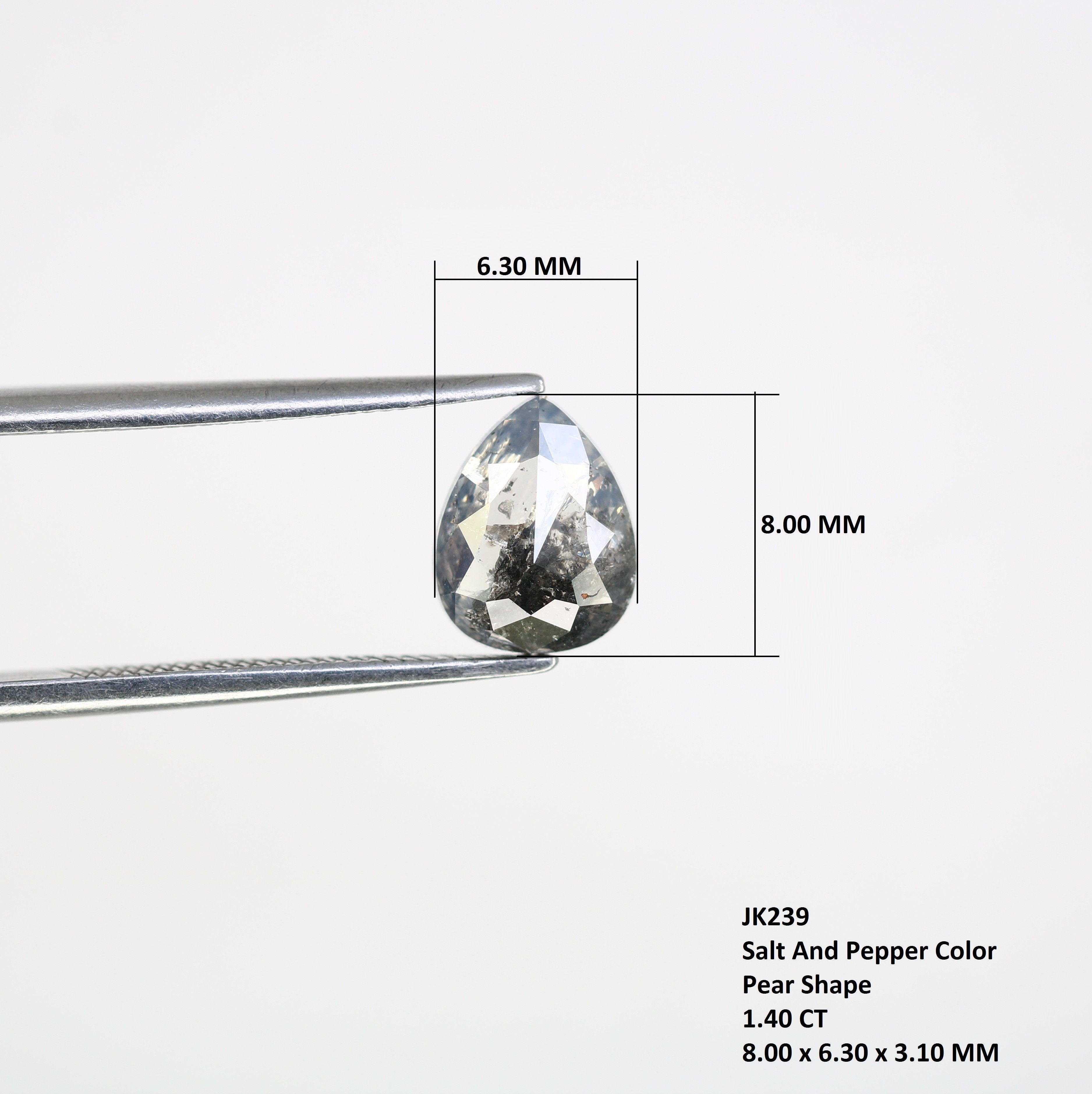1.44 CT Pear Shape Salt And Pepper Diamond For Proposal Ring
