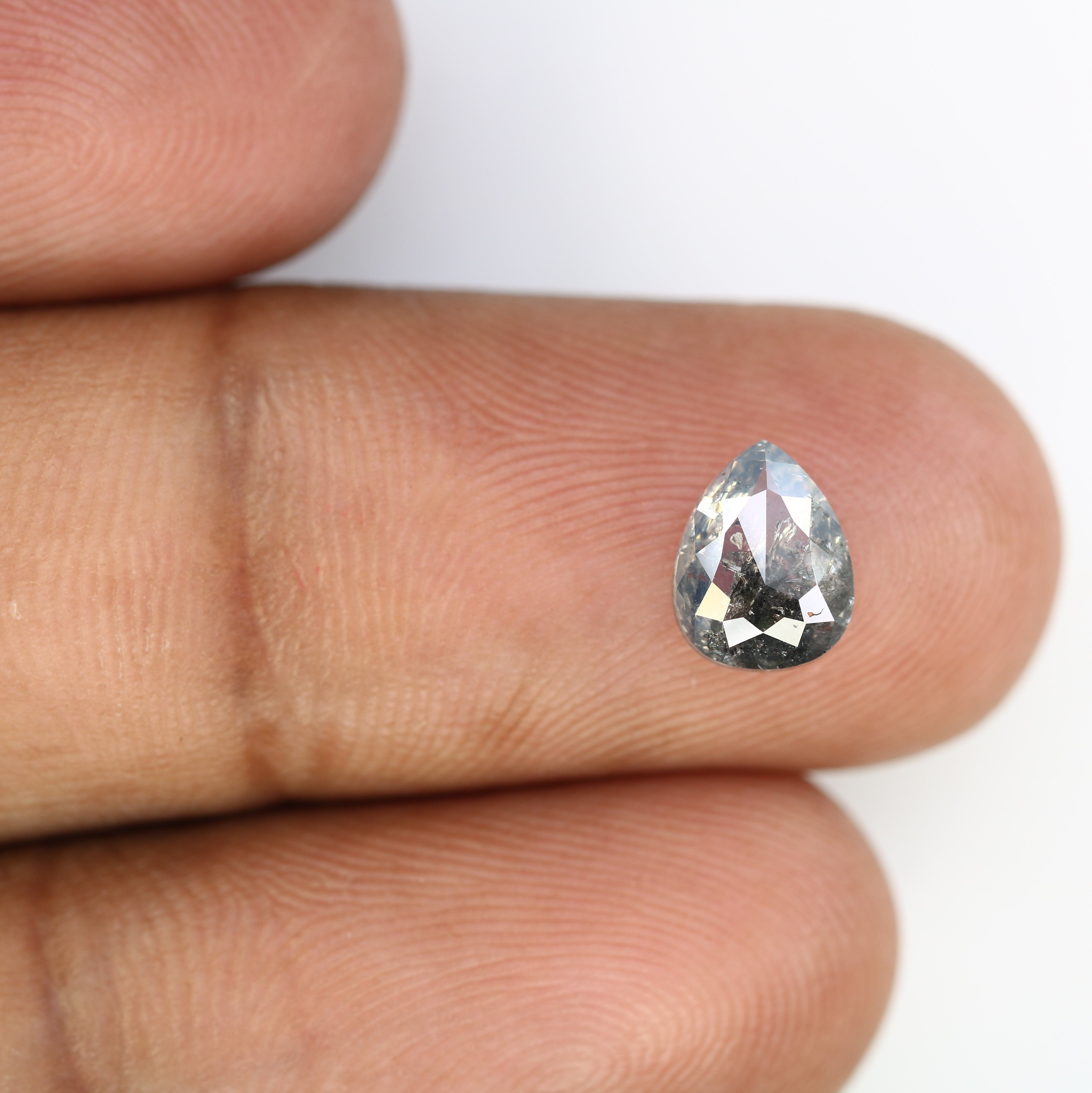 1.44 CT Pear Shape Salt And Pepper Diamond For Proposal Ring