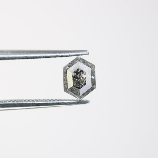 0.65 CT Salt And Pepper Elongated Hexagon Shape Diamond For Engagement Ring