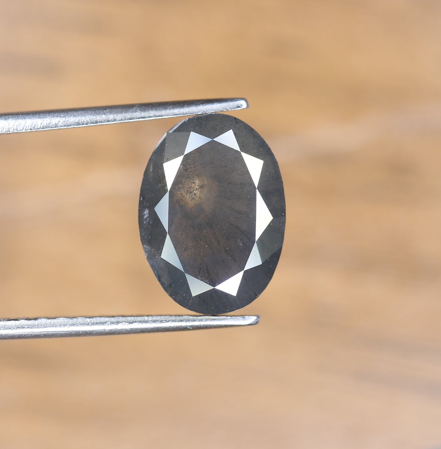 3.13 CT 11.40 MM Black Grey Oval Shaped Natural Diamond For Engagement Ring
