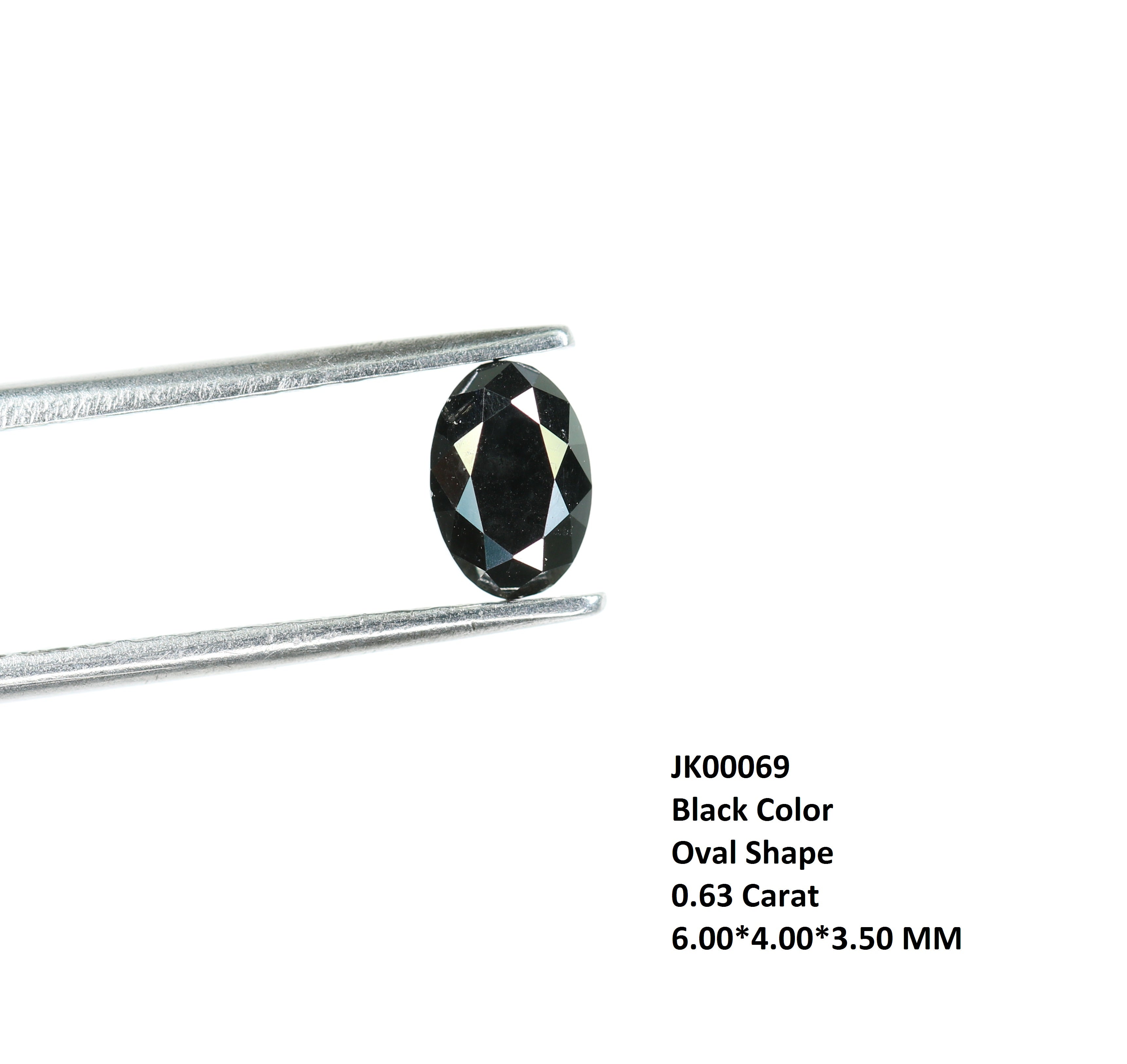 0.63 CT Full Black Oval Shape Natural Loose Diamond For Wedding Ring