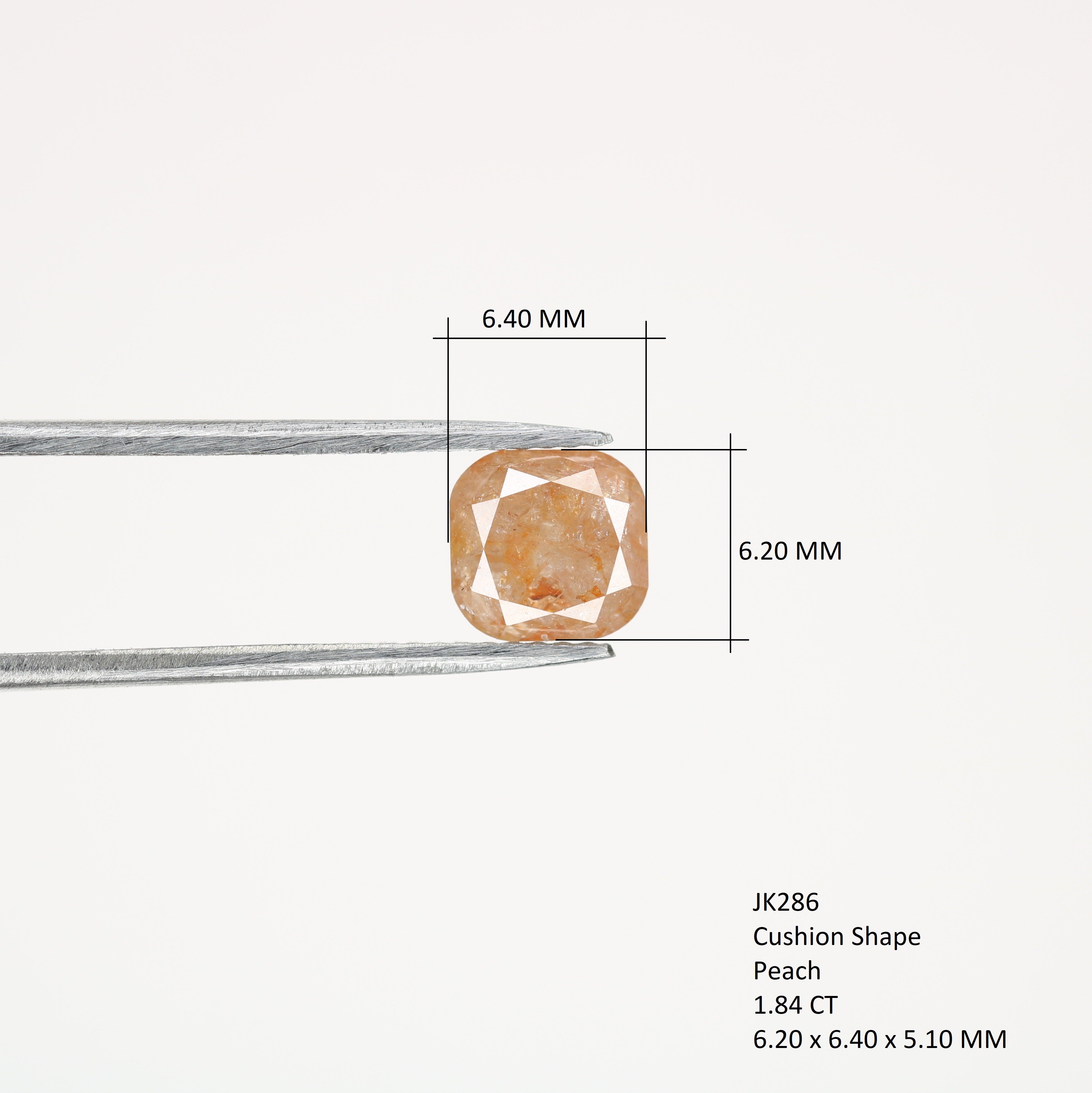 1.84 CT Natural Loose Peach Color Cushion Shape Diamond for Engagement Ring