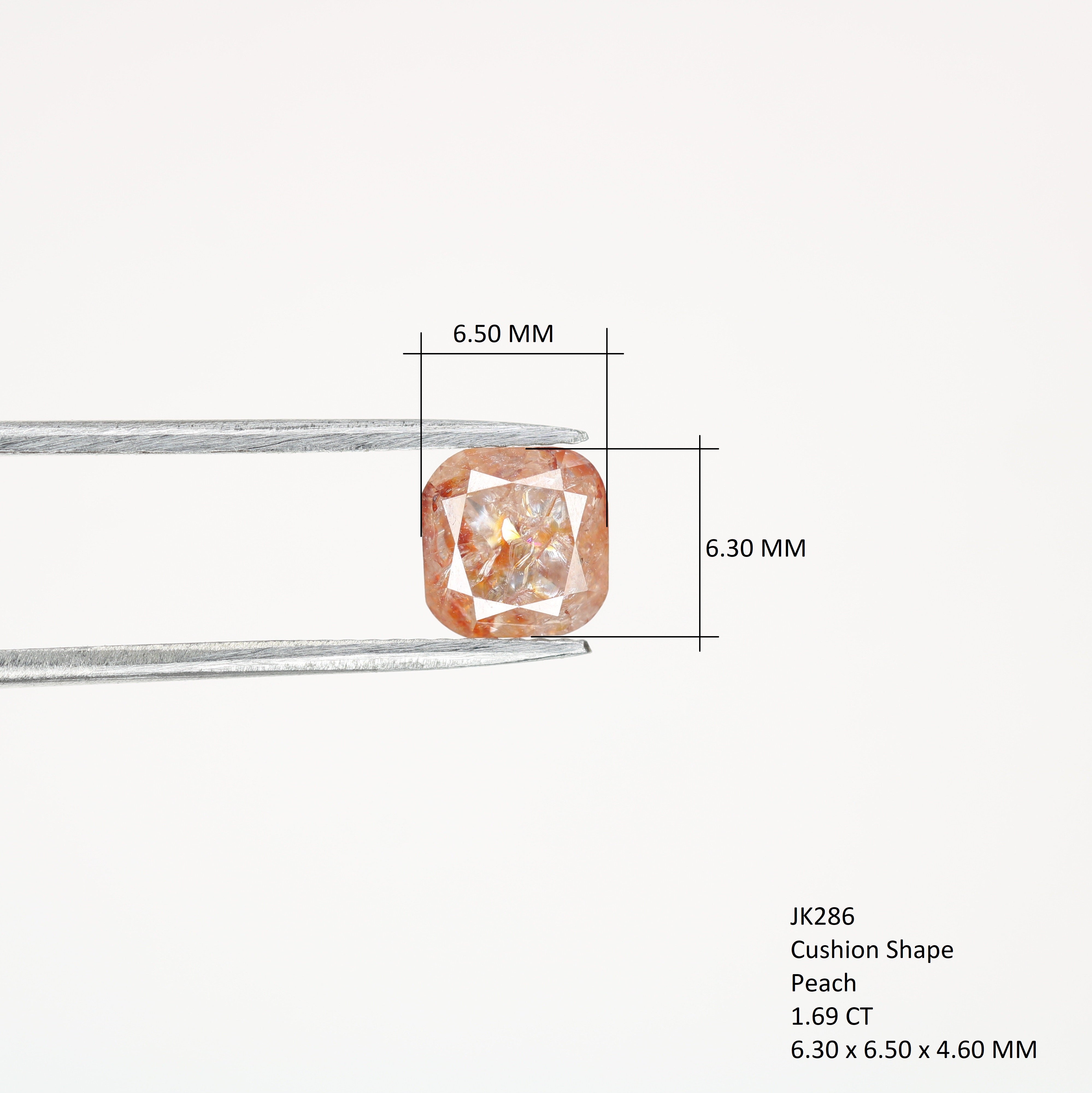 1.69 CT Natural Loose Peach Color Cushion Shape Diamond for Engagement Ring