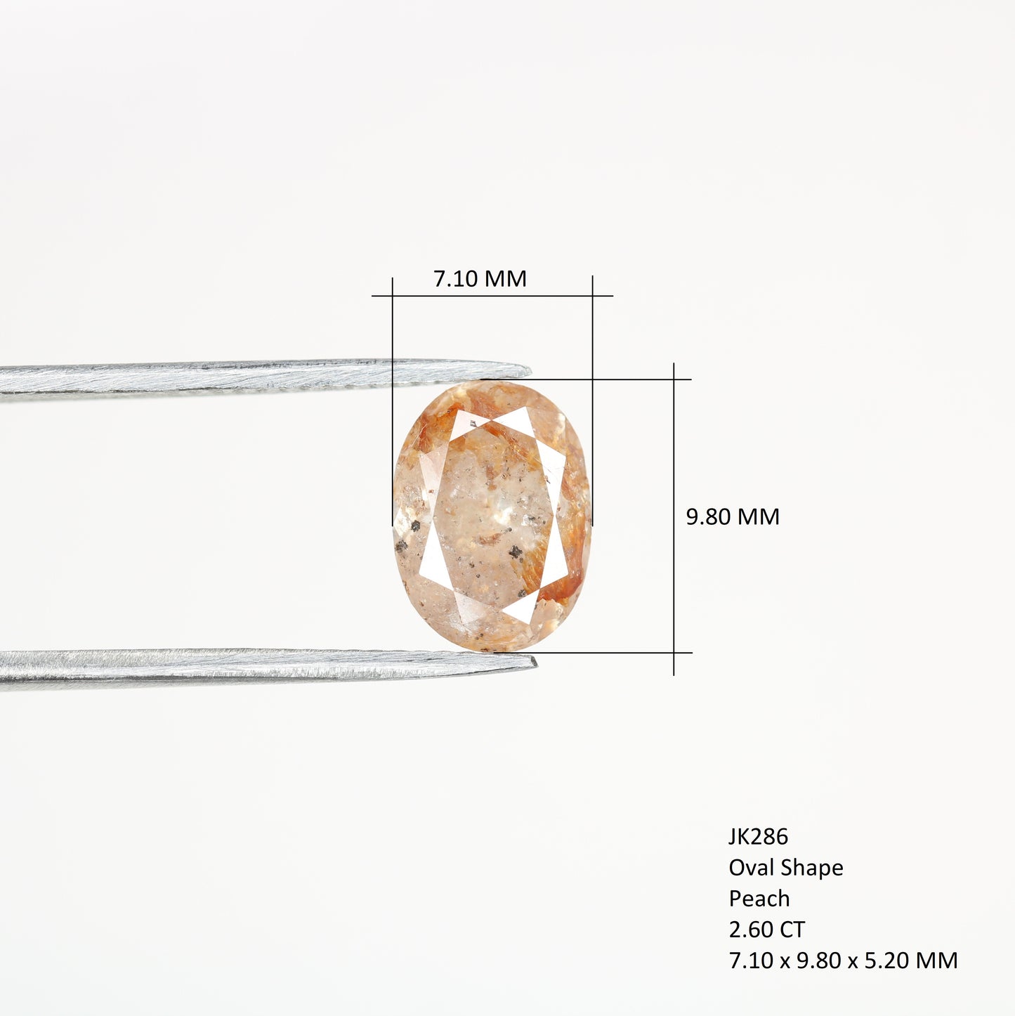 2.60 CT Natural Loose Peach Color Oval Shape Diamond for Engagement Ring