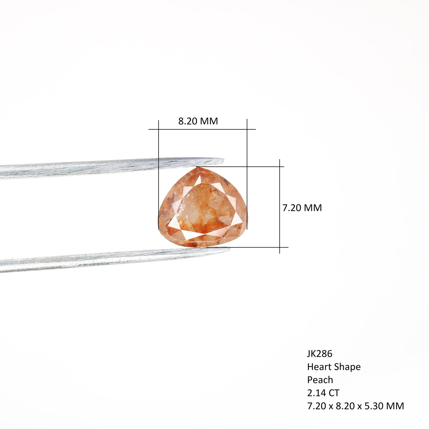 2.14 CT Natural Loose Peach Color Heart Shape Diamond for Engagement Ring