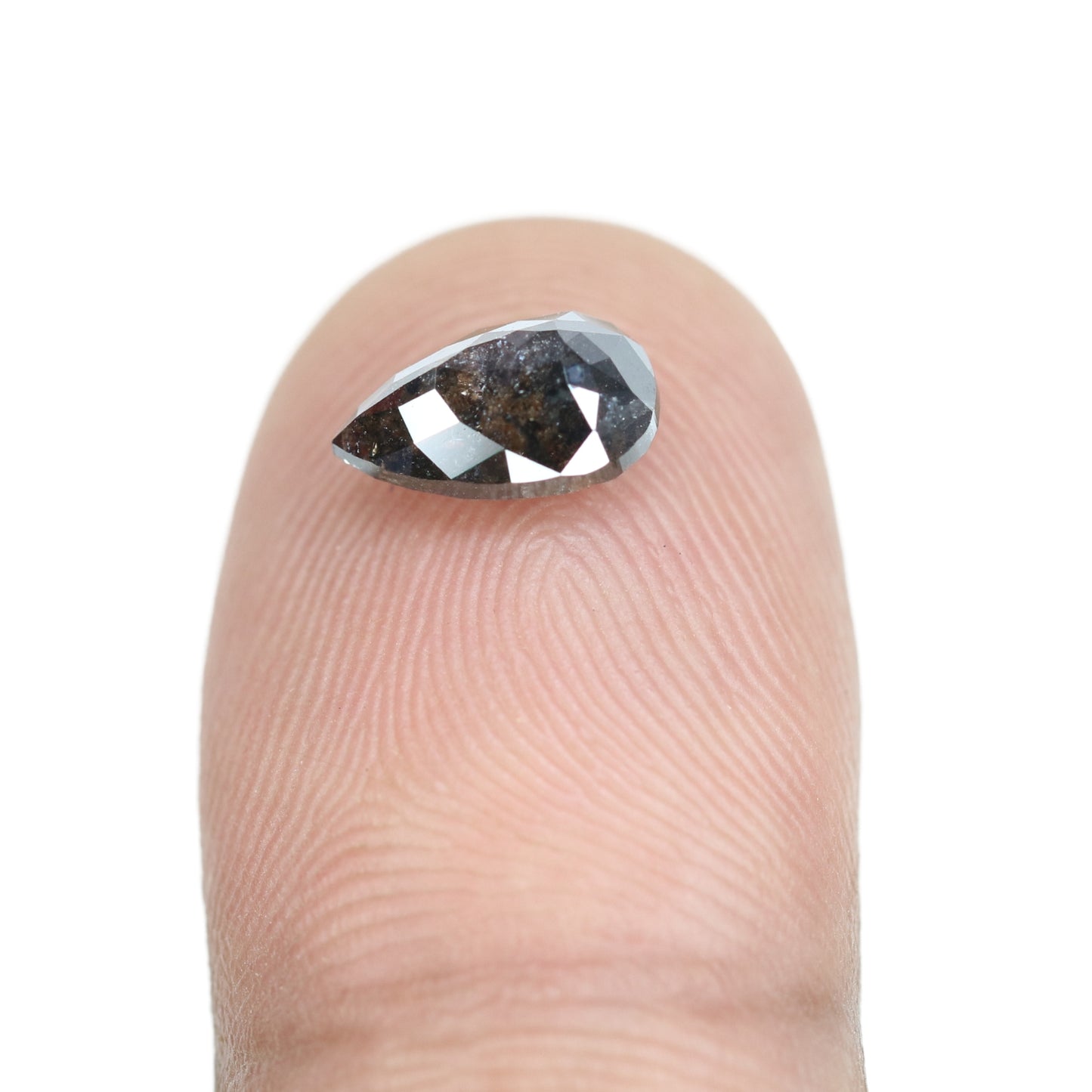 1.69 CT Pear Shape Salt And Pepper Rustic Diamond For Pendant | Diamond Ring | Gift For Her