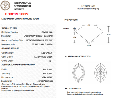 3.58 CT Marquise Step Cut Fancy Colour Lab Grown (CVD) Diamond | IGI Certified