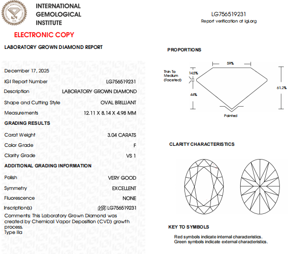 3 CT Oval Shape Best Lab Grown Diamond For Engagement Ring |