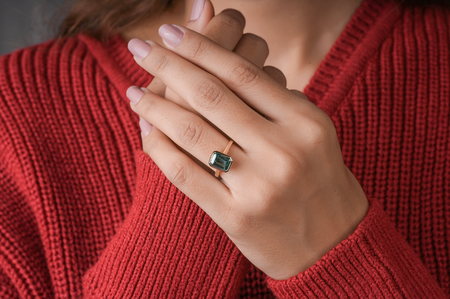 Unique Birthstone Ring, 3.50CT Emerald Cut Engagement Ring, Bezel Set Anniversary Ring ,Vintage Emerald, Wedding Statement Jewelry